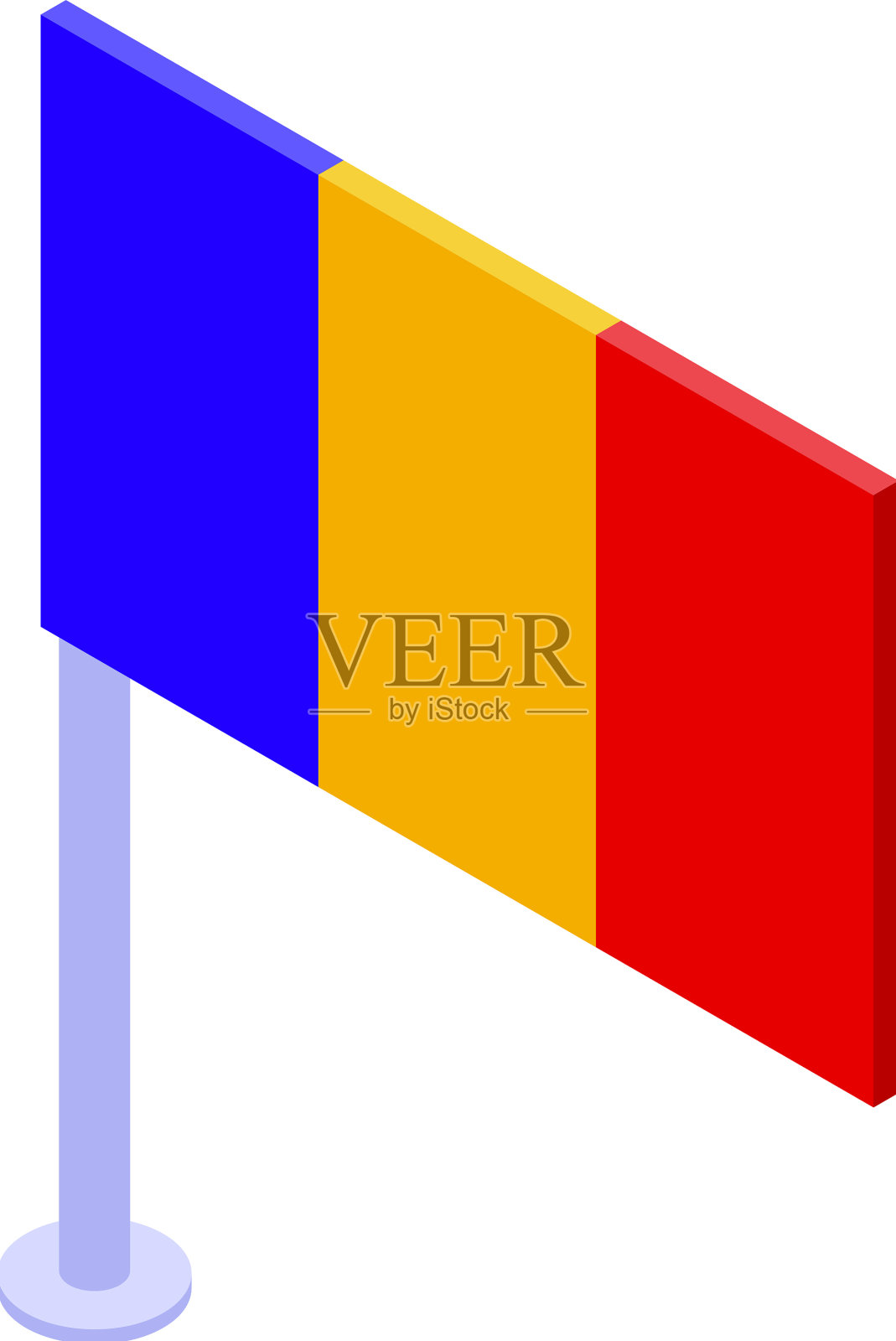 乍得共和国国旗图标等距非洲插画图片素材