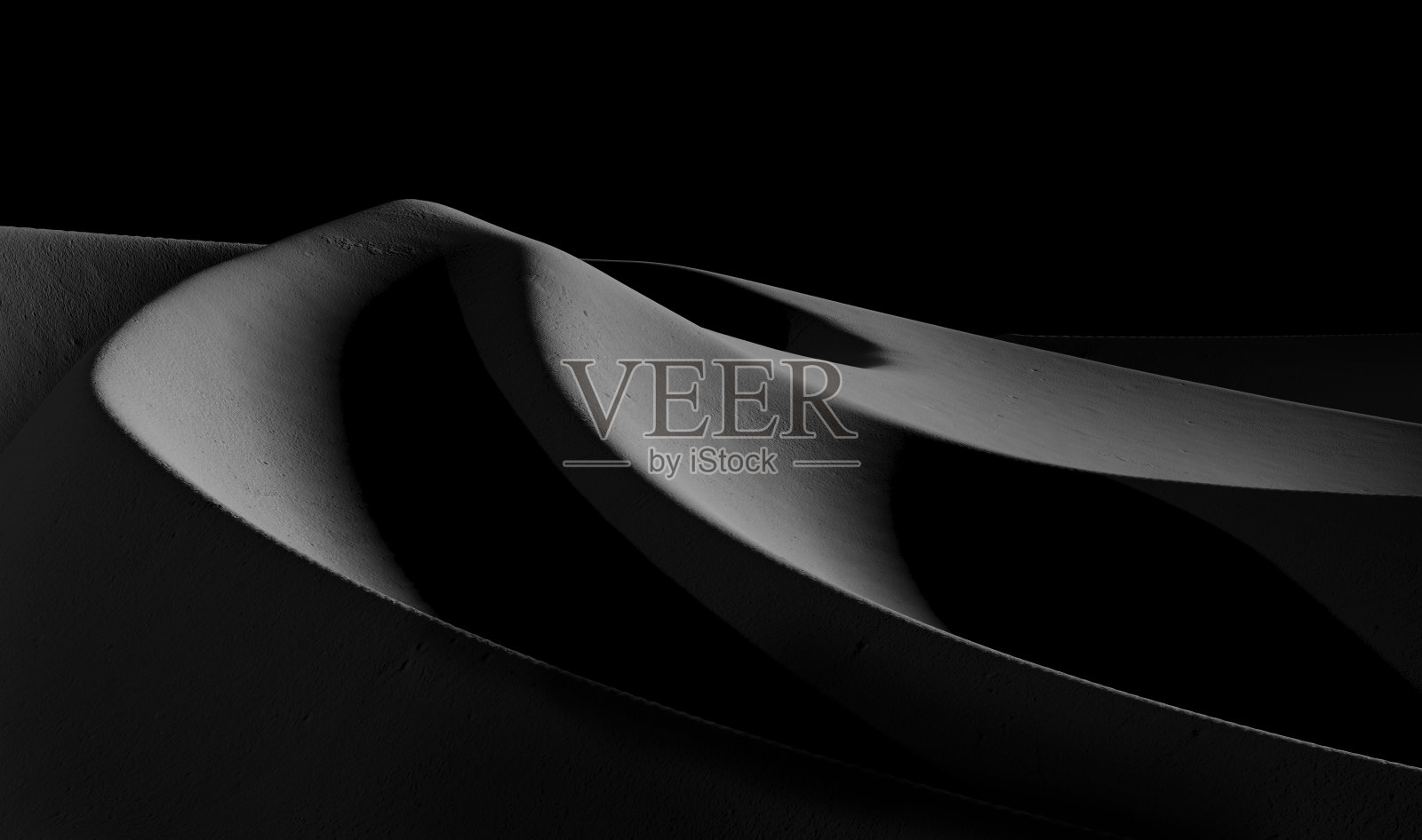 黑白沙丘波浪景观抽象三维渲染照片摄影图片