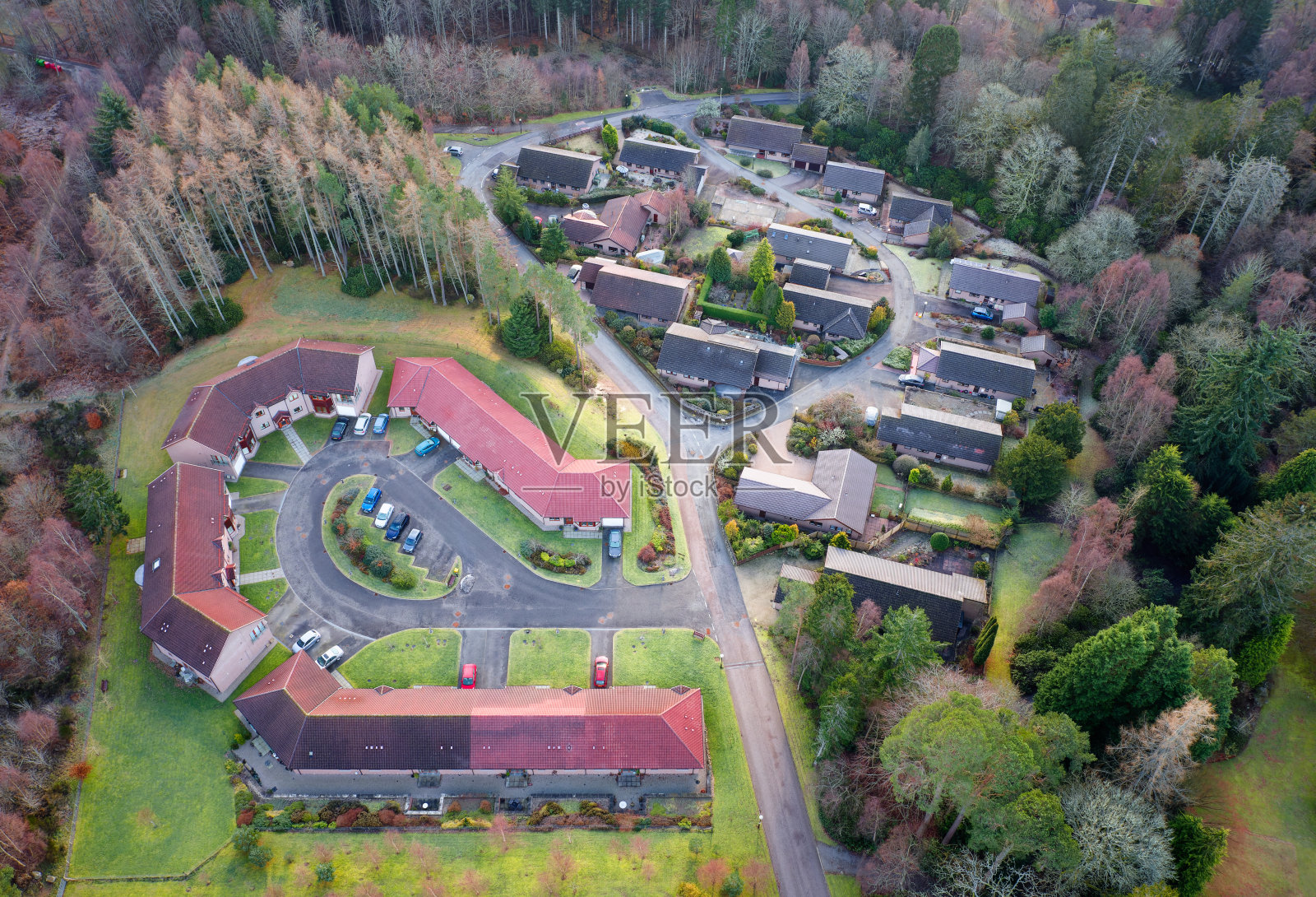 阿伯丁郡英奇马洛的豪华乡村鸟瞰图照片摄影图片