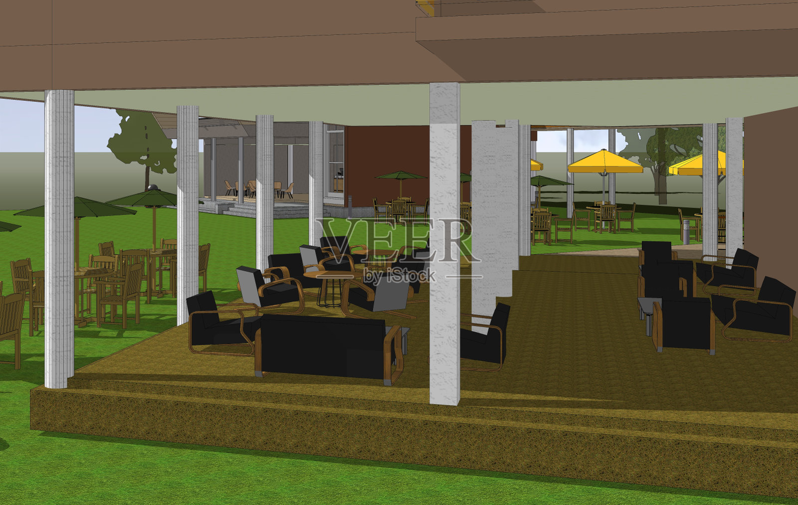 咖啡店的3D插图照片摄影图片