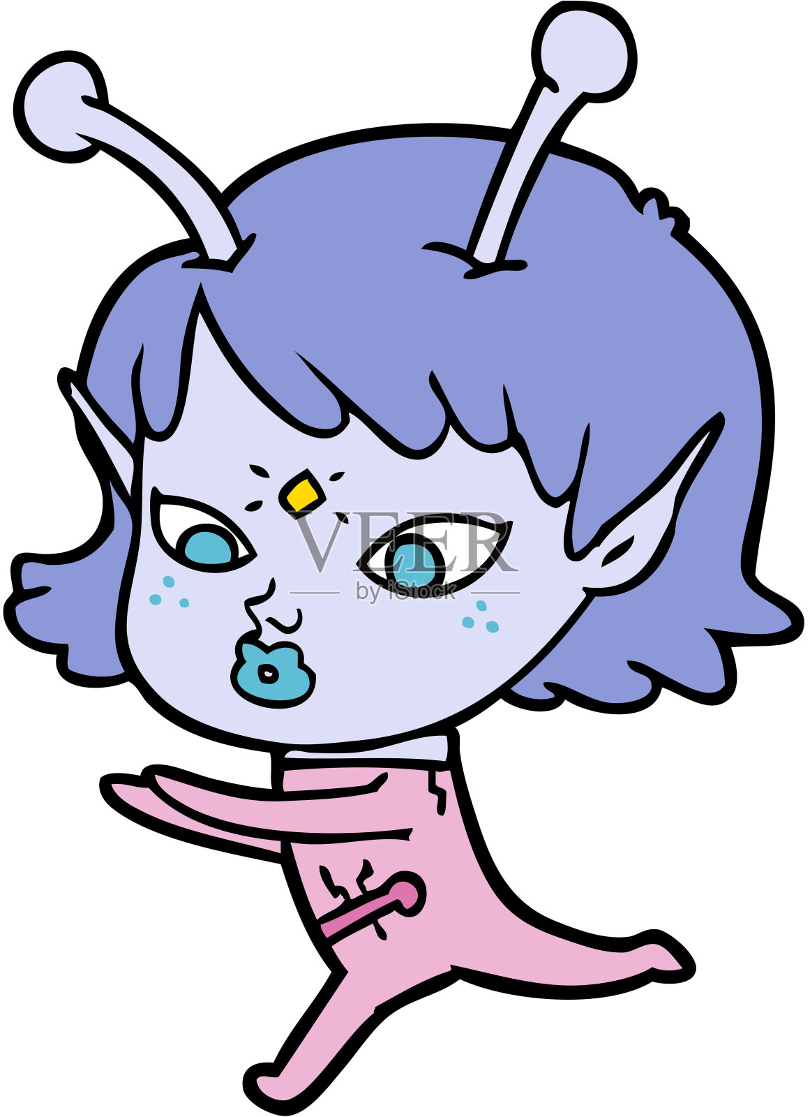 漂亮的卡通外星人女孩设计元素图片