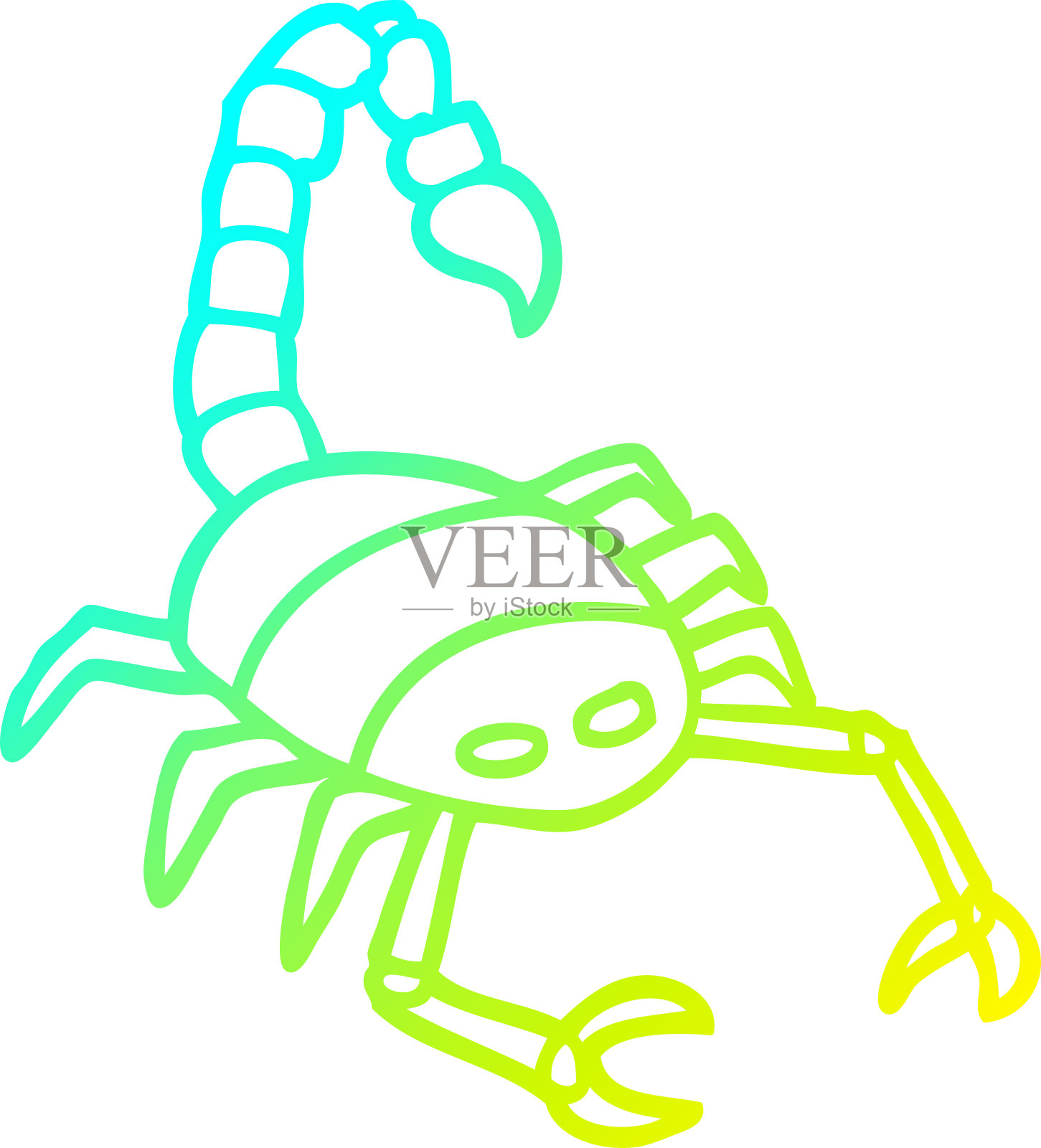 冷梯度线绘制的卡通蝎子设计元素图片