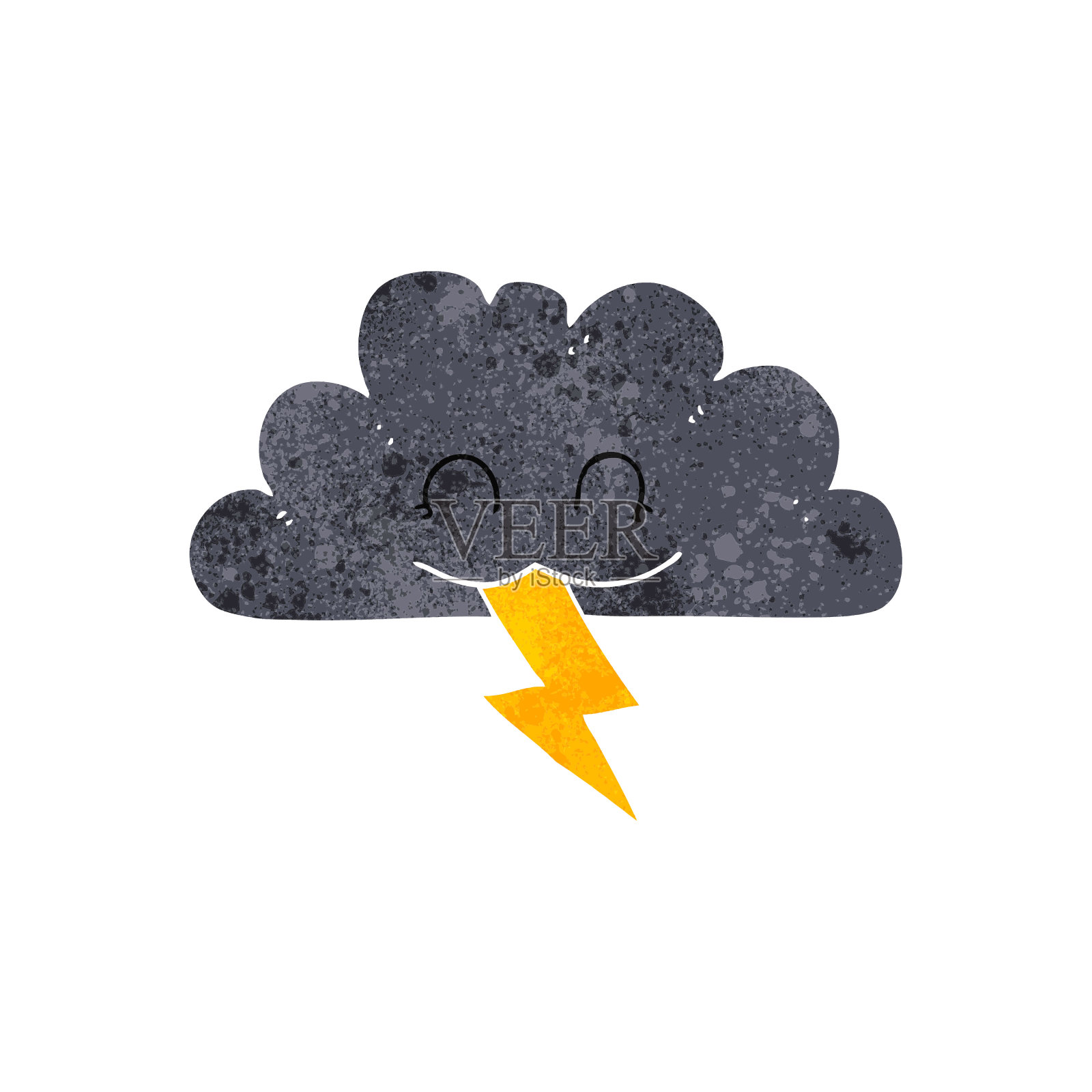 手绘复古卡通风暴云插画图片素材