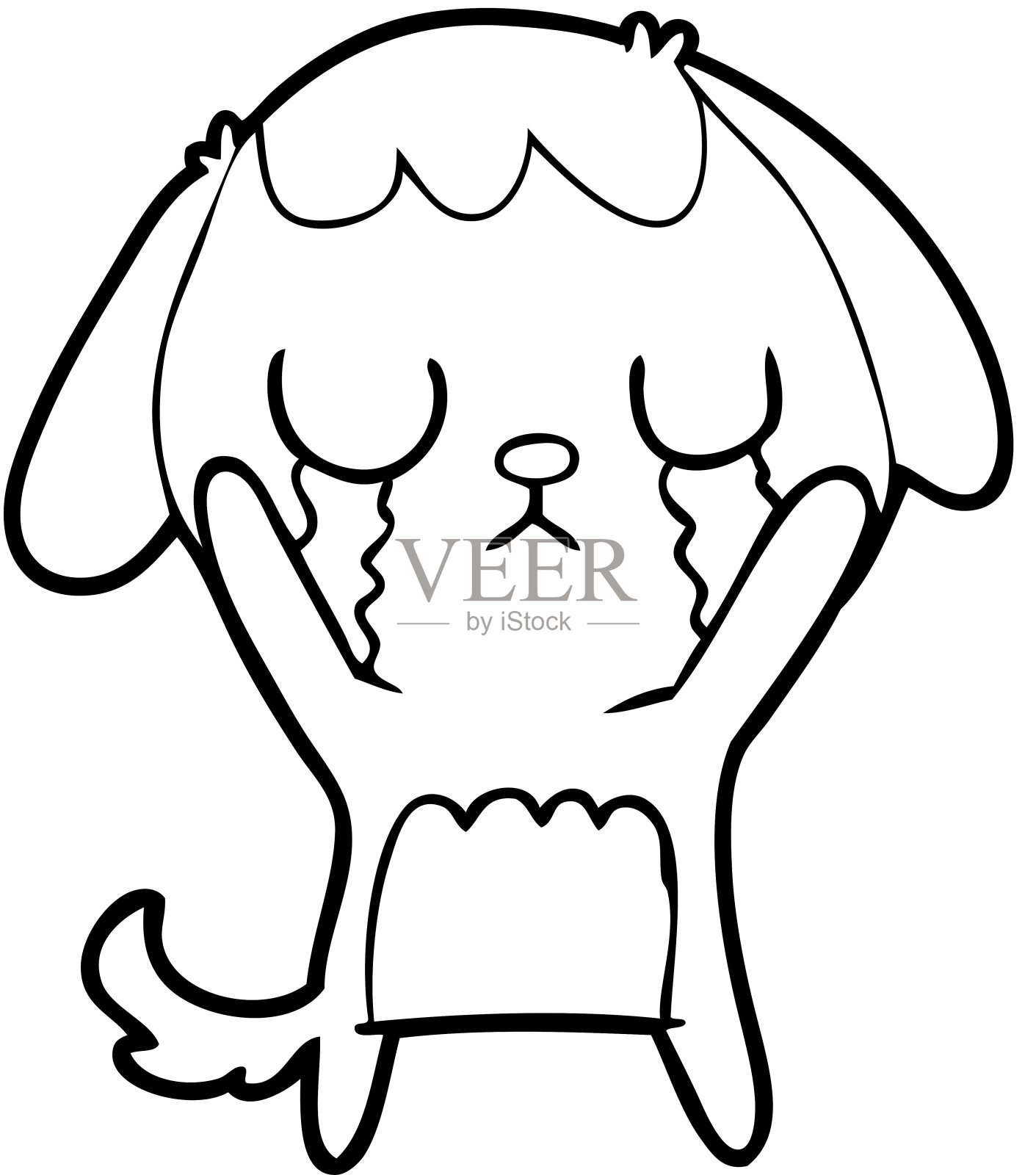 可爱的卡通狗在哭设计元素图片