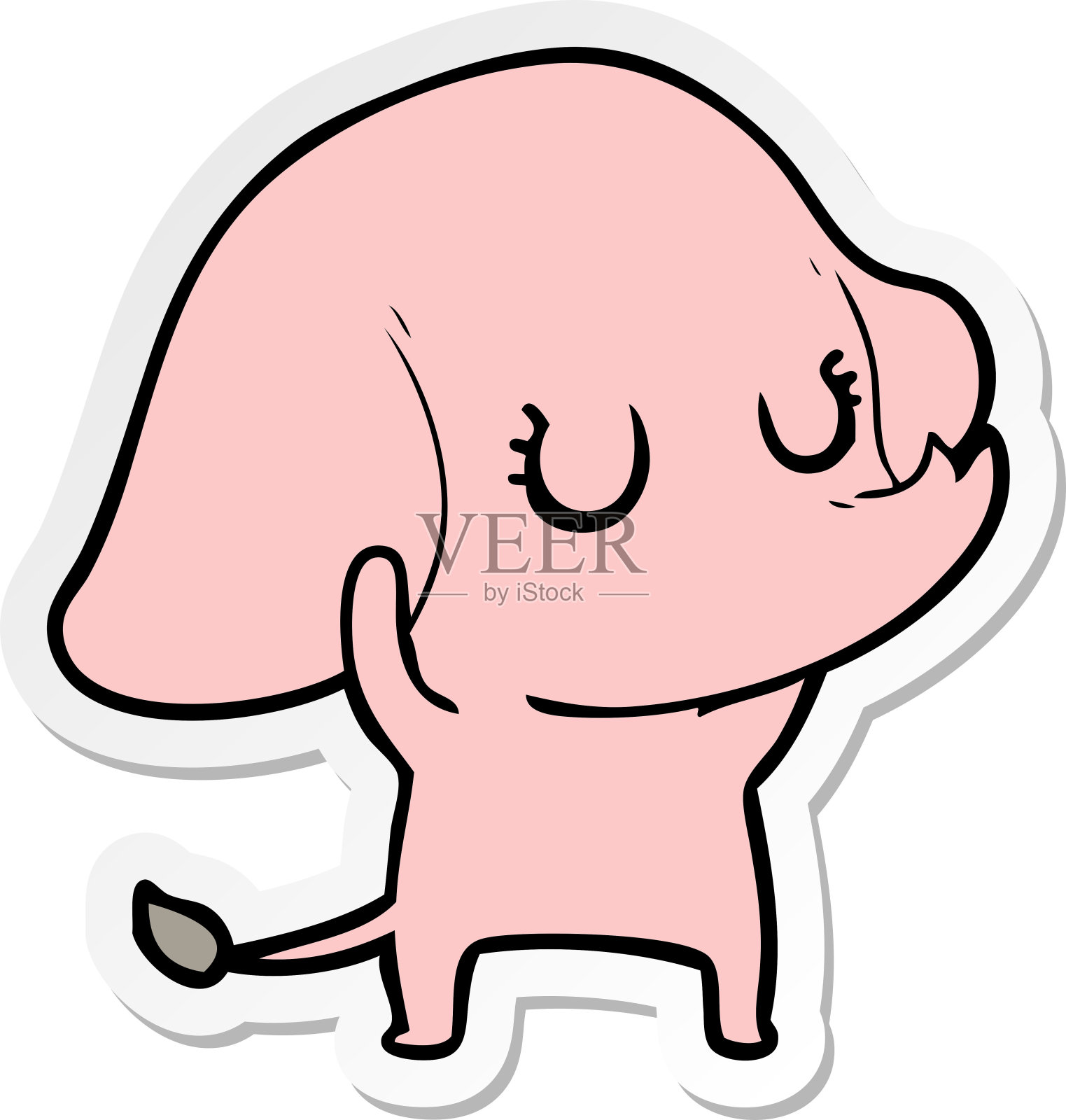 可爱的卡通大象贴纸设计元素图片