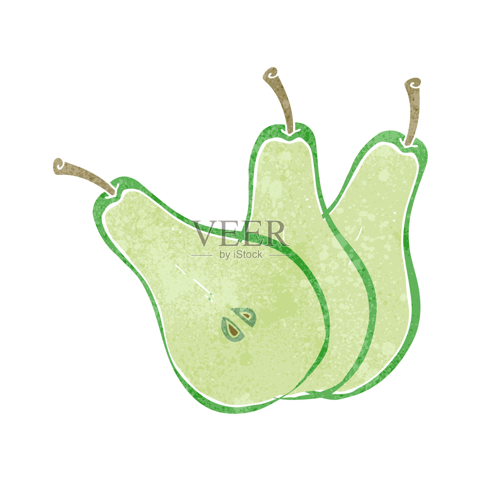 手绘复古卡通切梨插画图片素材