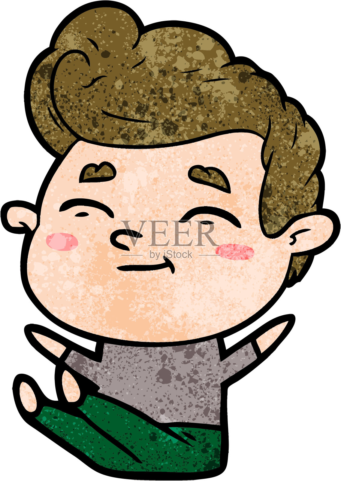 快乐的卡通男人坐着设计元素图片