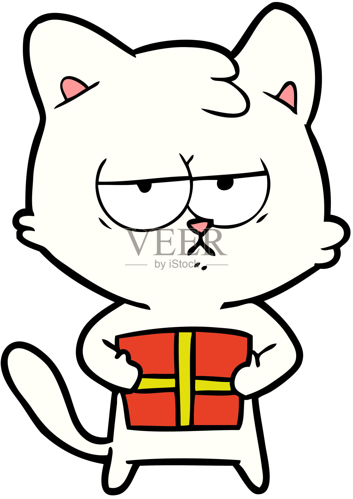 无聊的卡通猫插画图片素材