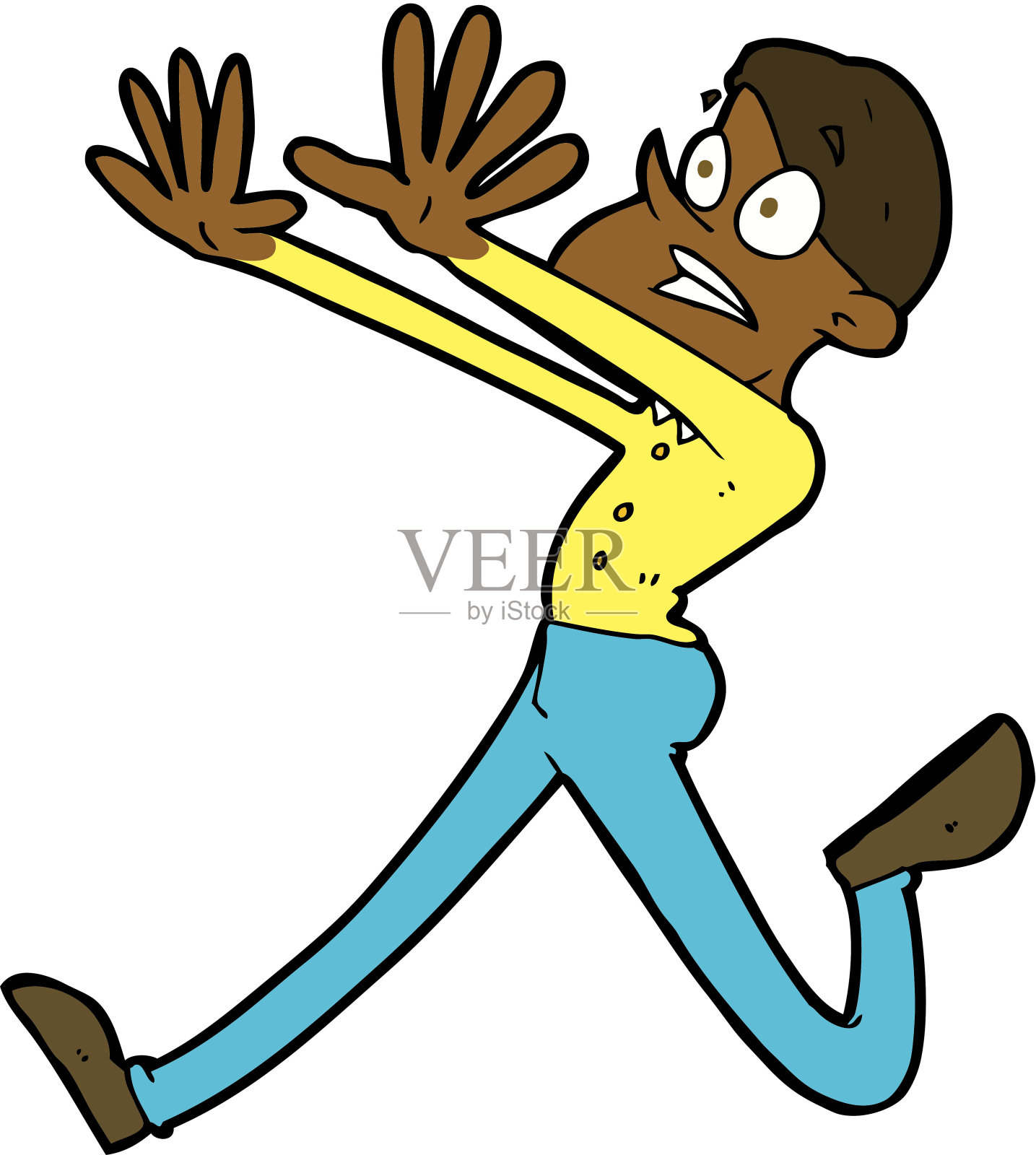 逃跑的卡通人物插画图片素材