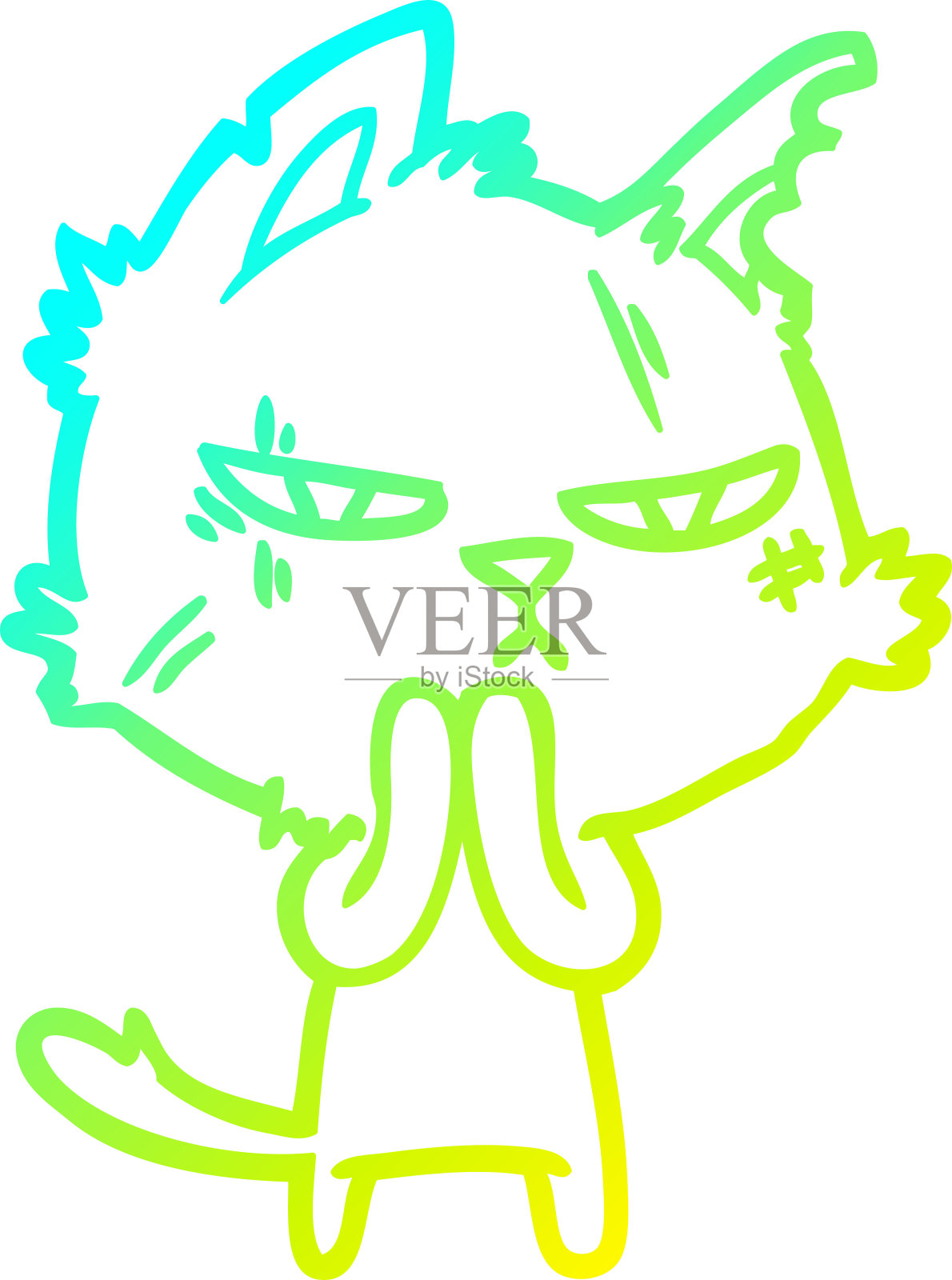 冷梯度线画一个强硬的卡通猫设计元素图片