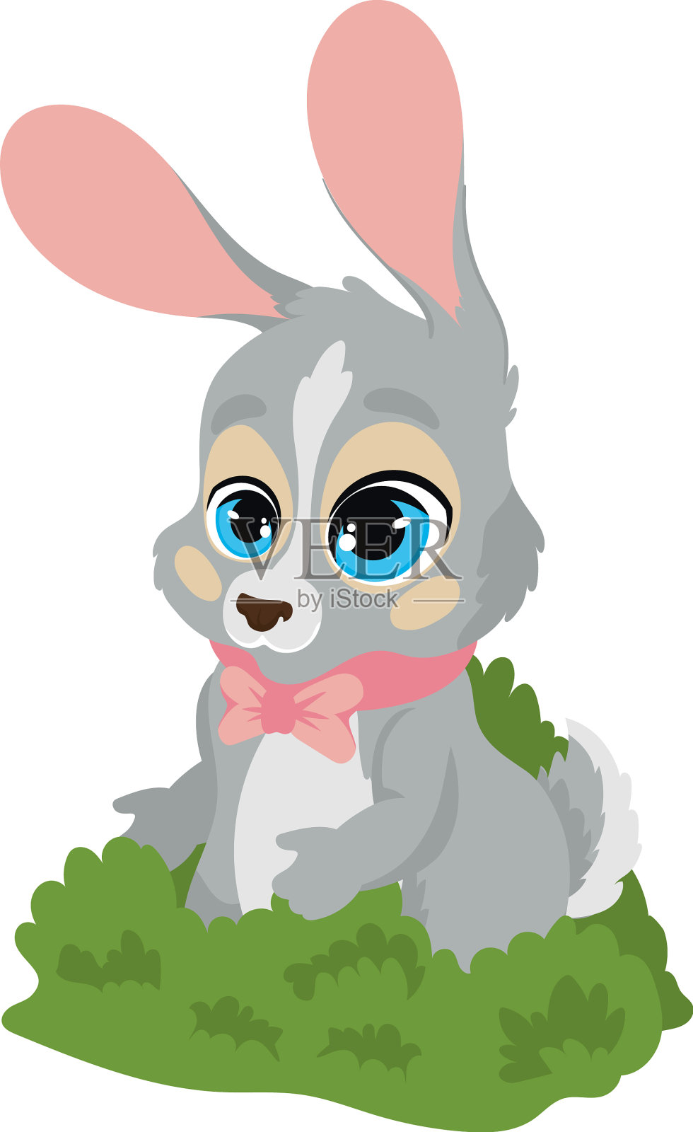 兔子在草地上复活节快乐设计元素图片