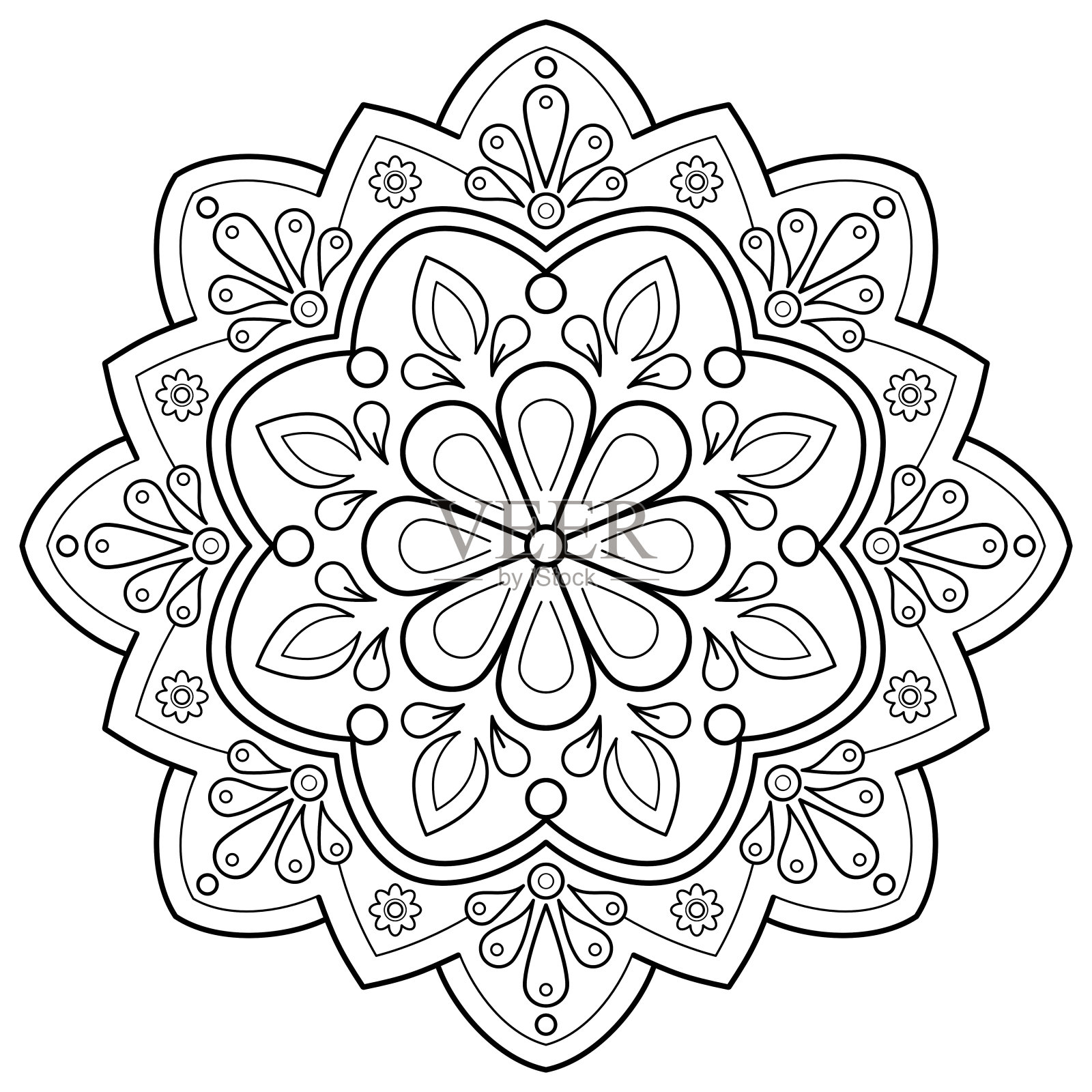 曼荼罗图案的填色书插画图片素材