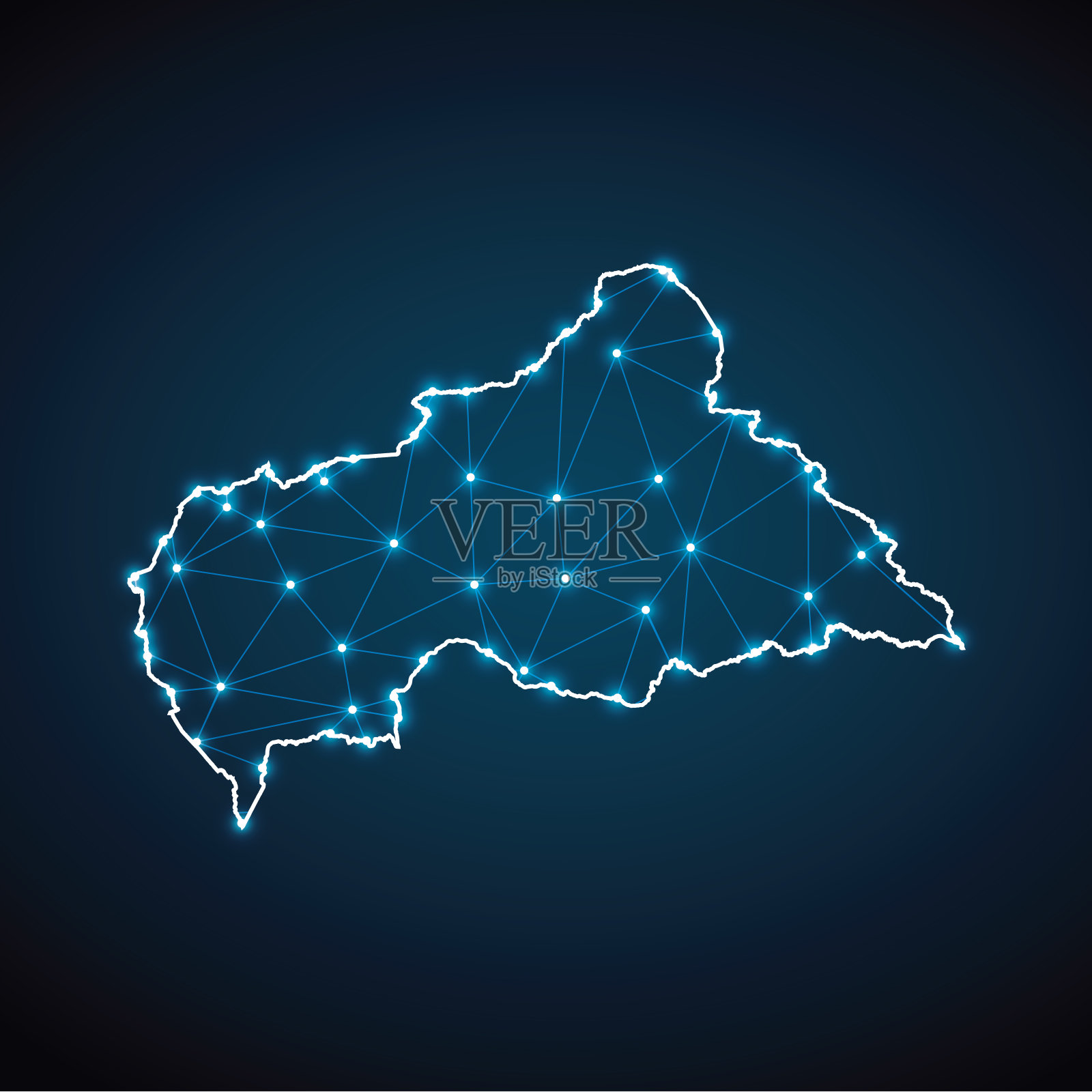 中非共和国地图从多边形线框低聚网格插画图片素材