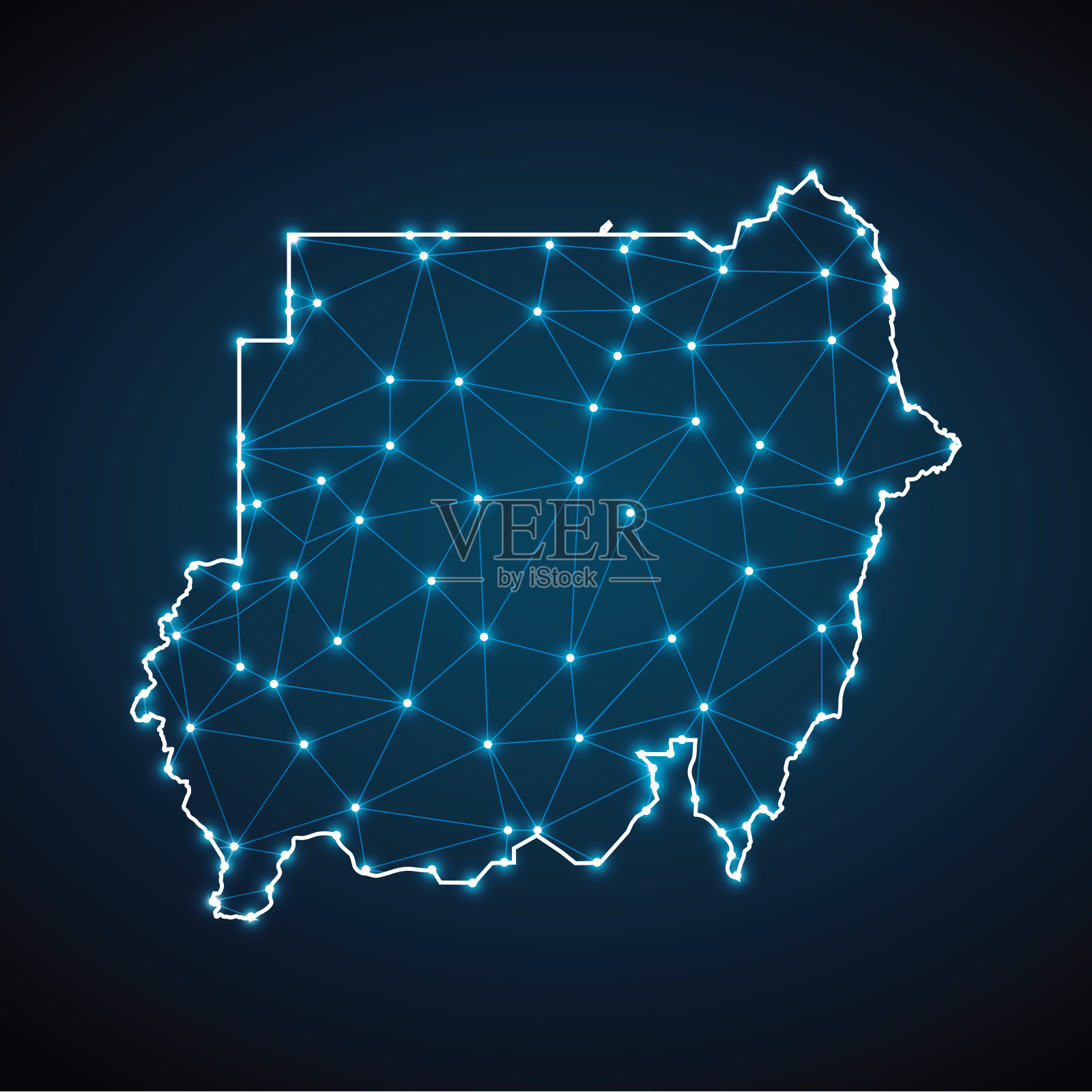 苏丹地图从多边形线框低聚网格插画图片素材