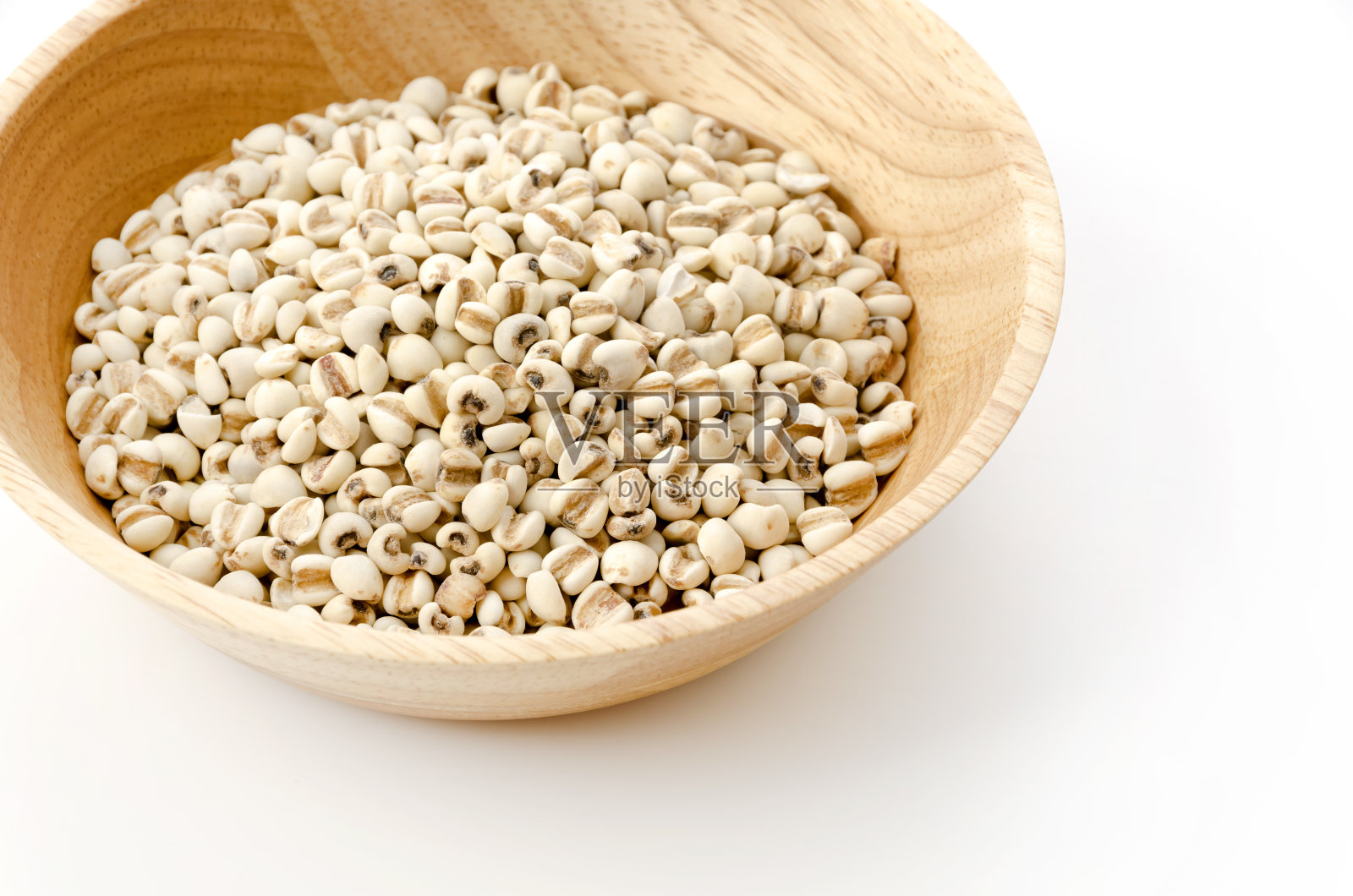 白底木碗盛约伯泪(Adlay小米)照片摄影图片