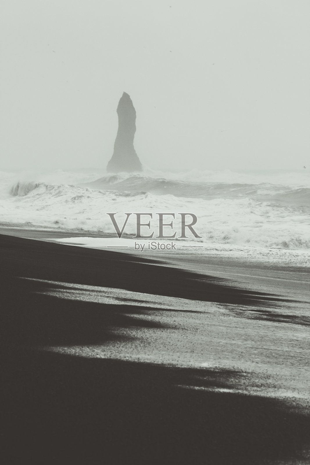 Reynisfjara海滩美丽单色风景照片照片摄影图片