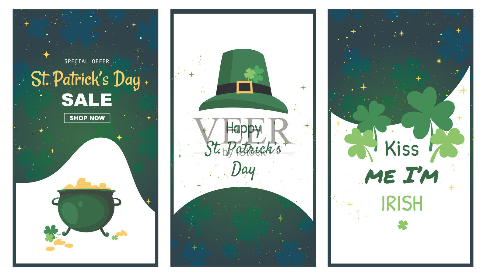 一套圣帕特里克节贺卡设计模板素材