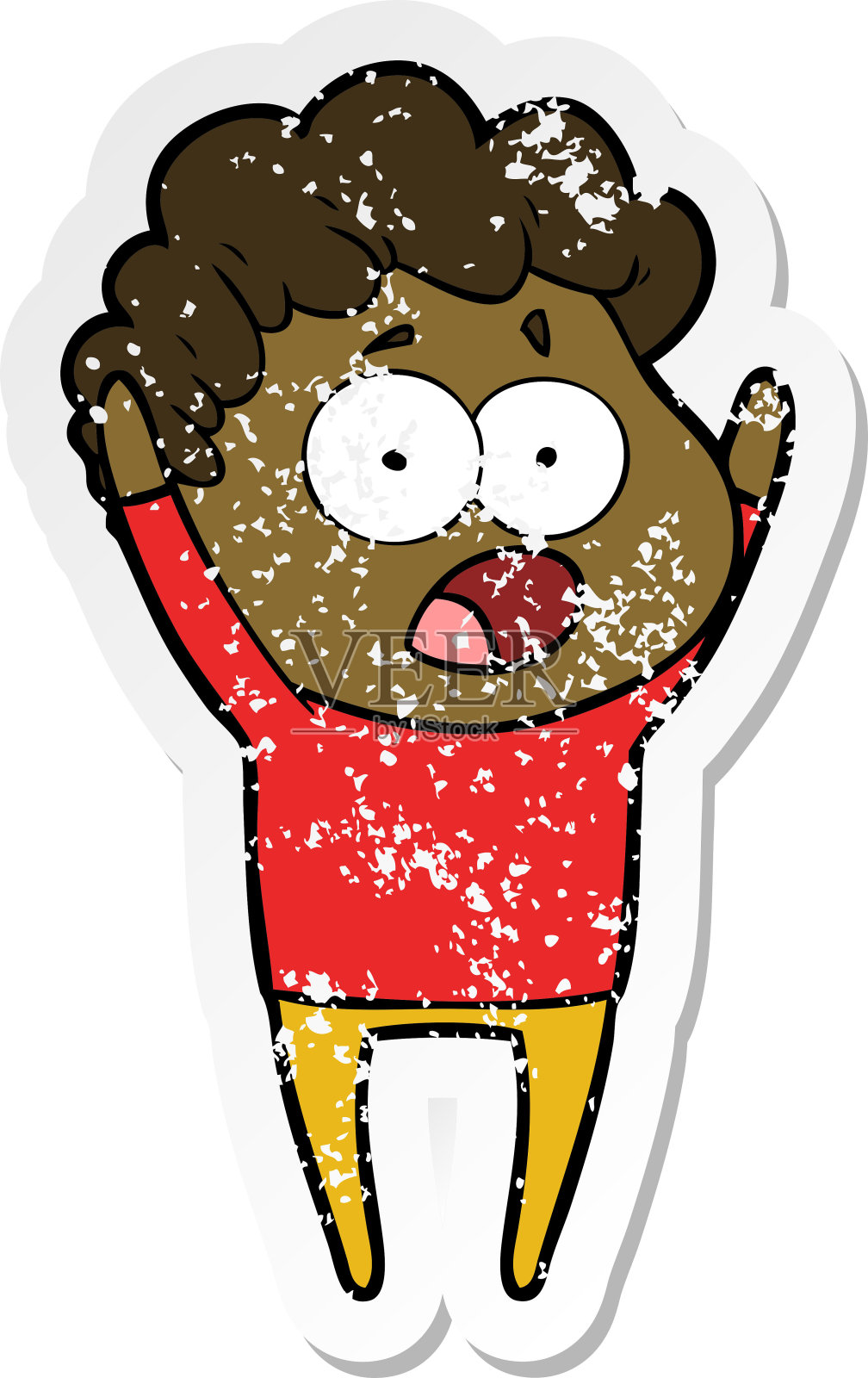 惊讶的卡通男人贴纸设计元素图片