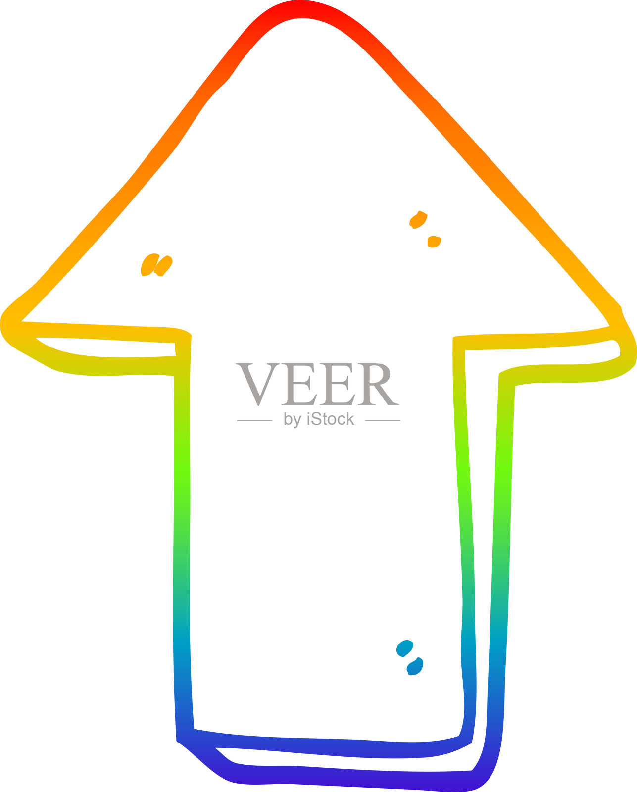 彩虹渐变线绘制的卡通指向箭头插画图片素材