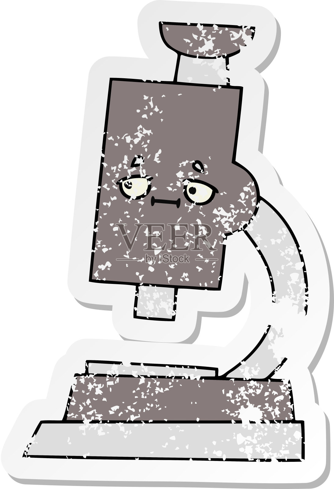 一个可爱的卡通显微镜心疼贴纸设计元素图片