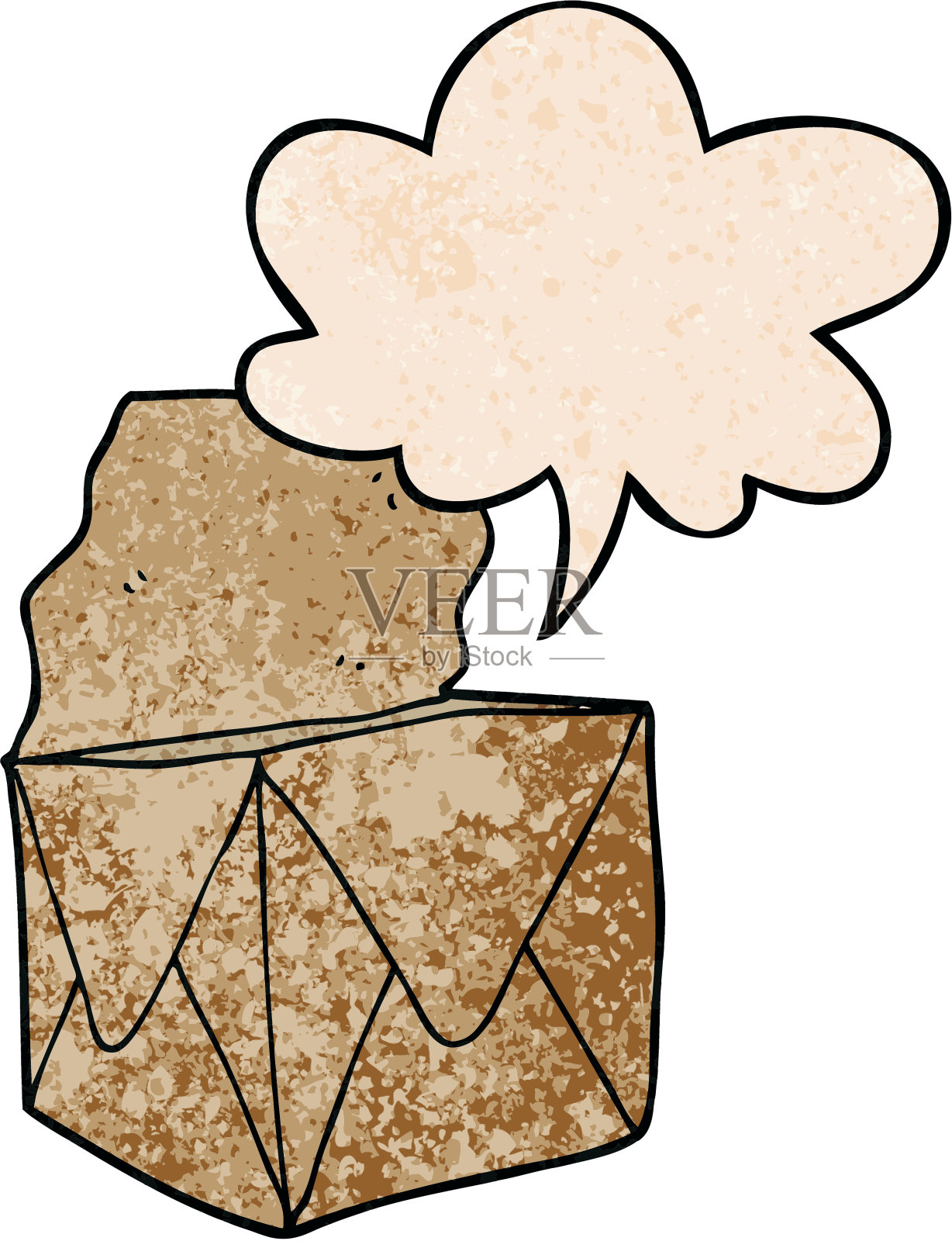 卡通包装，带有复古纹理风格的语音气泡插画图片素材