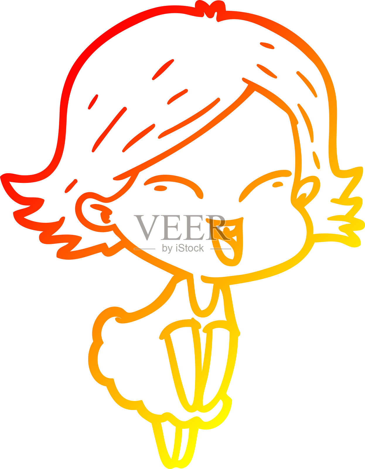 温暖的梯度线绘制一个快乐的卡通女孩设计元素图片