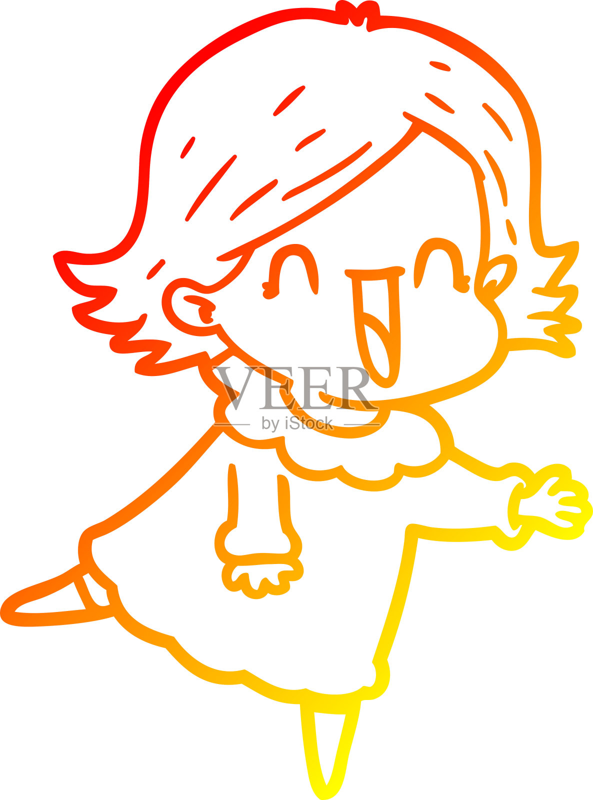 温暖的渐变线条绘制一个卡通快乐的女人设计元素图片