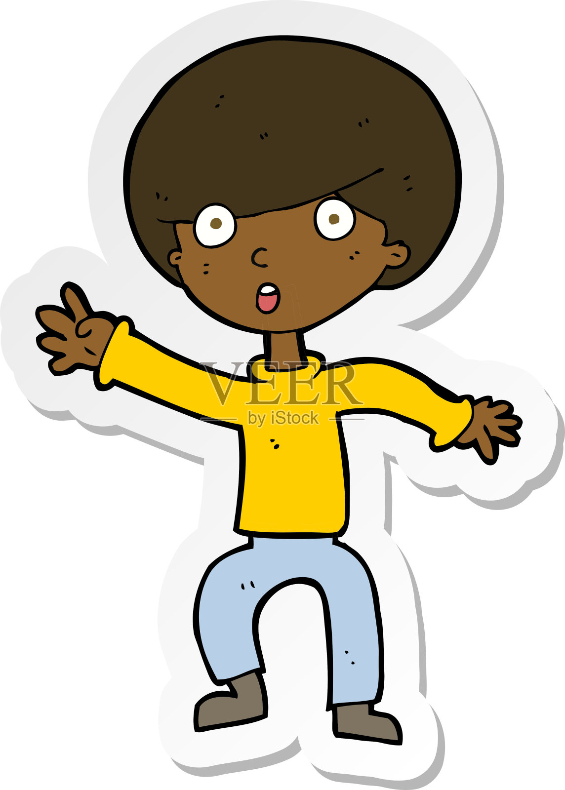 一个卡通恐慌男孩的贴纸设计元素图片