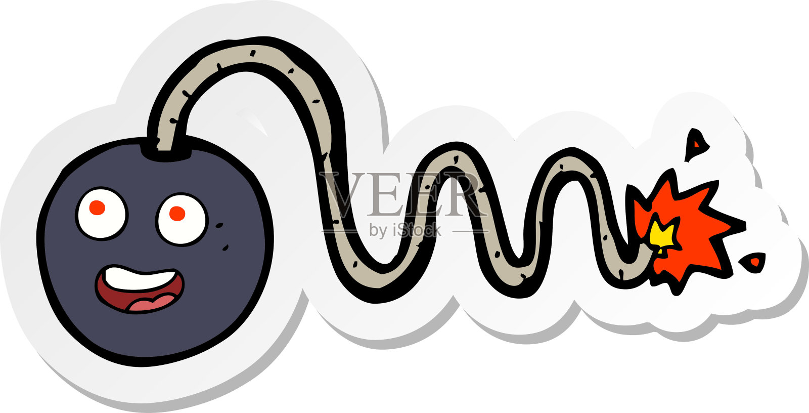 带脸的卡通炸弹贴纸插画图片素材