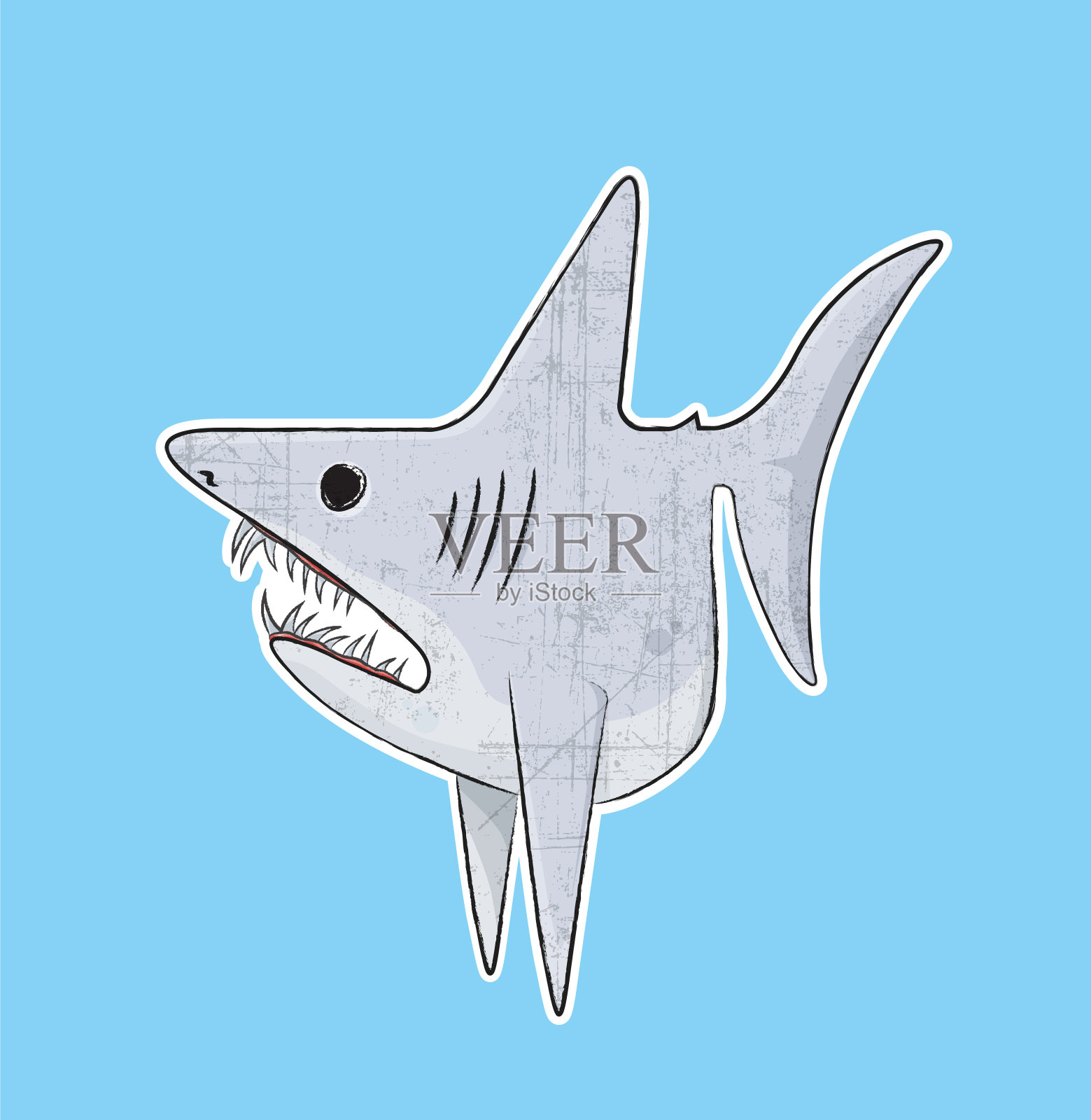 鲭鲨在蓝色插画图片素材