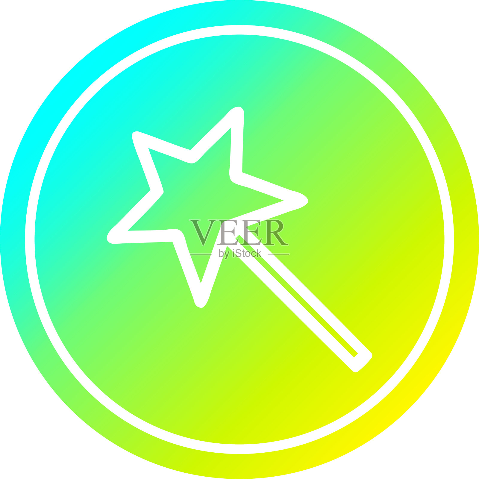 魔术棒圆形图标与凉爽的渐变完成插画图片素材