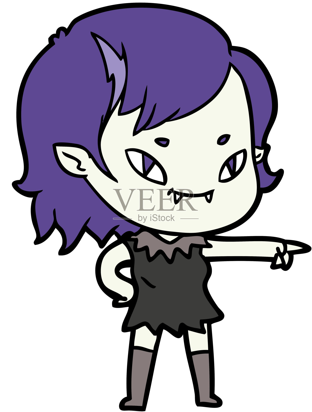 卡通友好的吸血鬼女孩设计元素图片