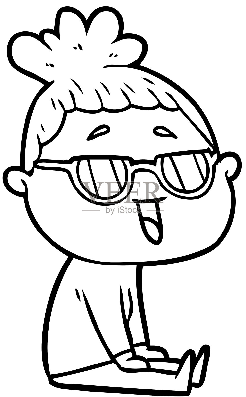 卡通快乐女人戴眼镜插画图片素材