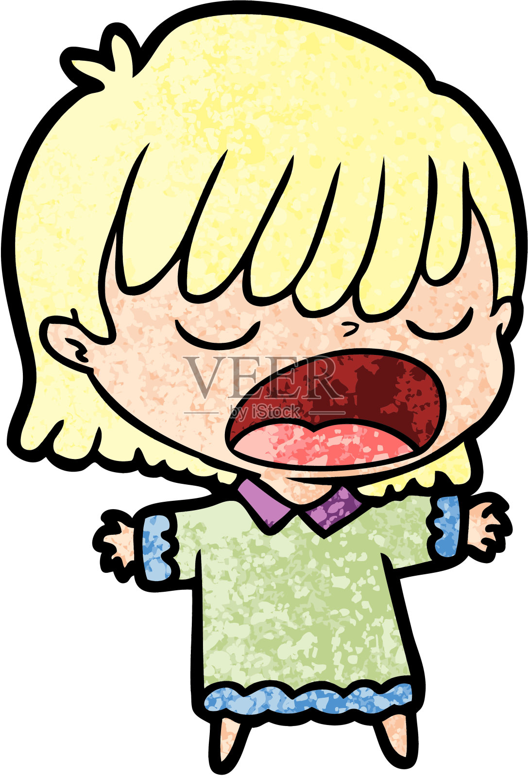 卡通女人大声说话设计元素图片