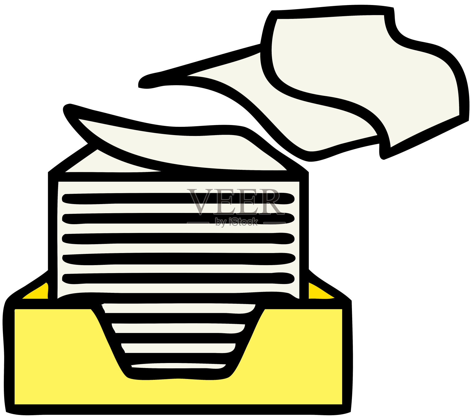 一堆纸的可爱卡通插画图片素材