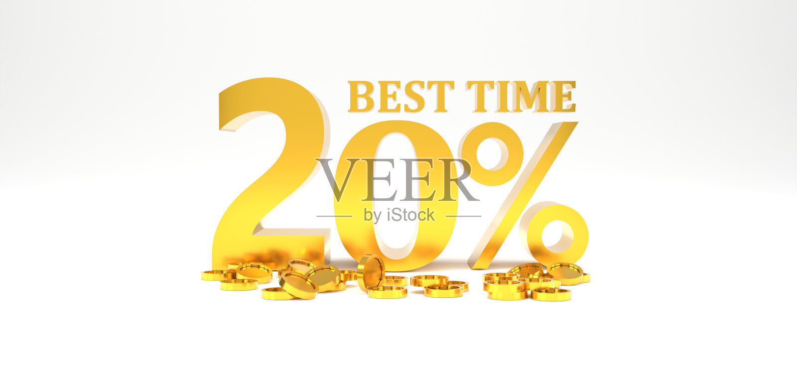 3D渲染，白底金币8折优惠。特别优惠八折标签。超级销售优惠和畅销书。照片摄影图片