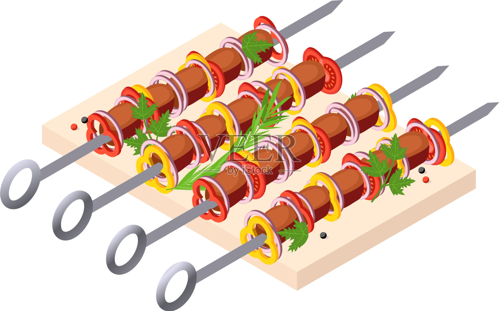 烧烤串烤架组成设计元素图片