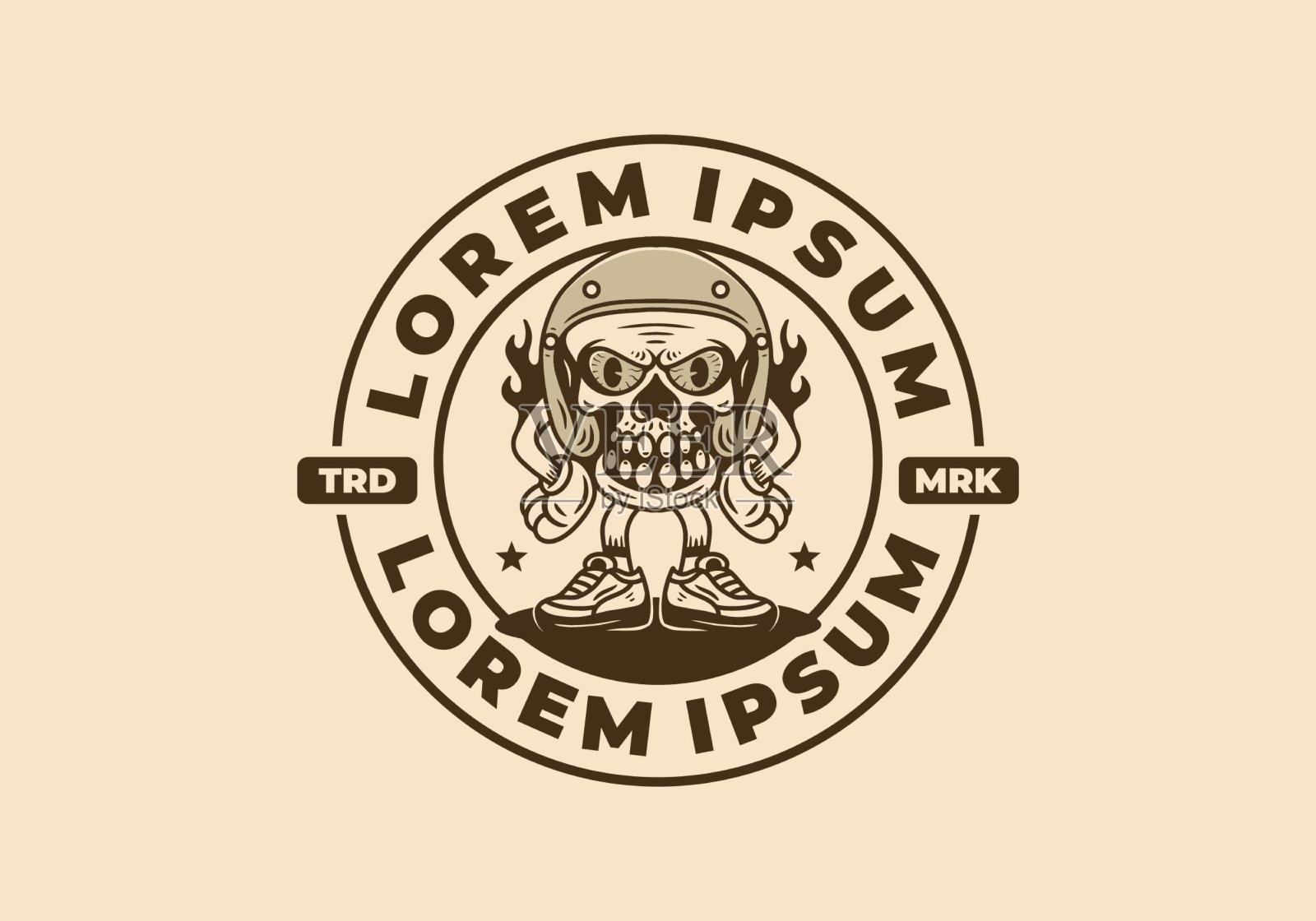 站立骷髅头戴头盔人物插图插画图片素材