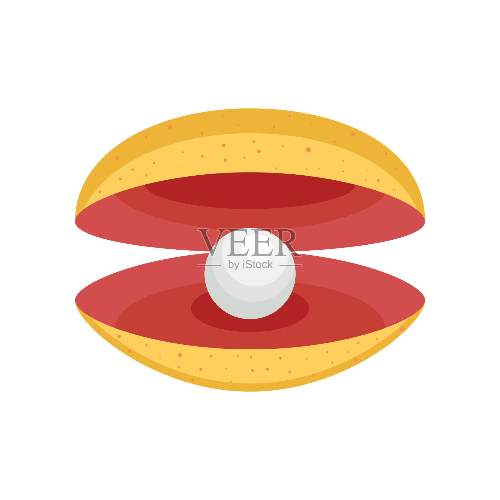 黄色牡蛎与珍珠内矢量插图插画图片素材