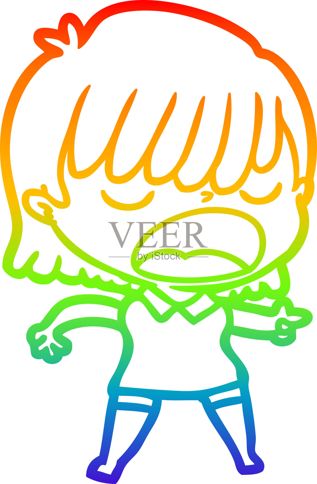 彩虹渐变线画一个卡通女人大声说话设计元素图片