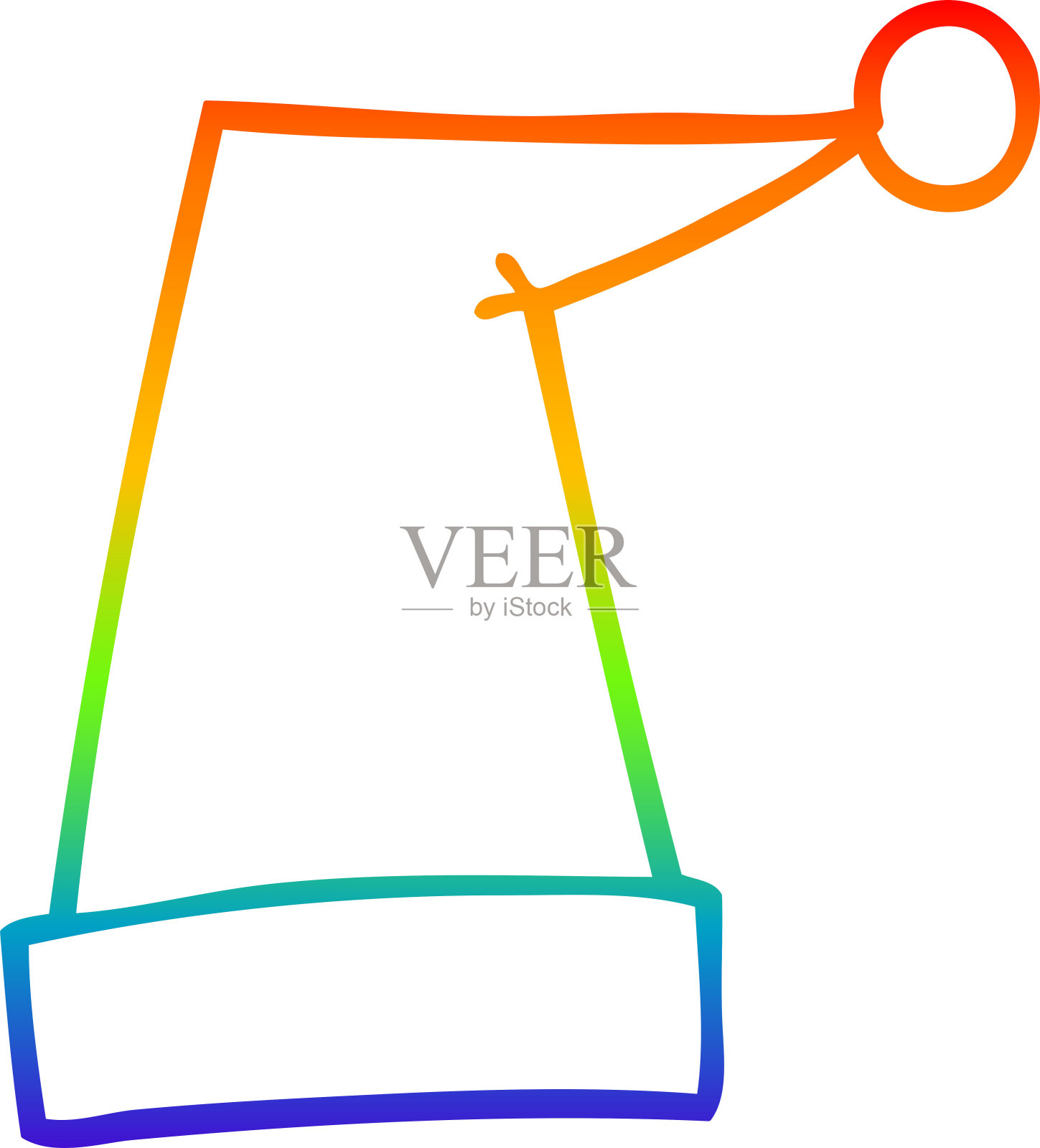 彩虹渐变线条绘制的卡通精灵帽子插画图片素材