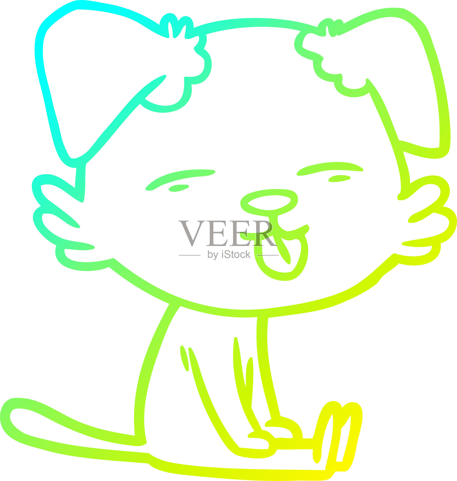 冷梯度线画卡通狗伸出舌头设计元素图片