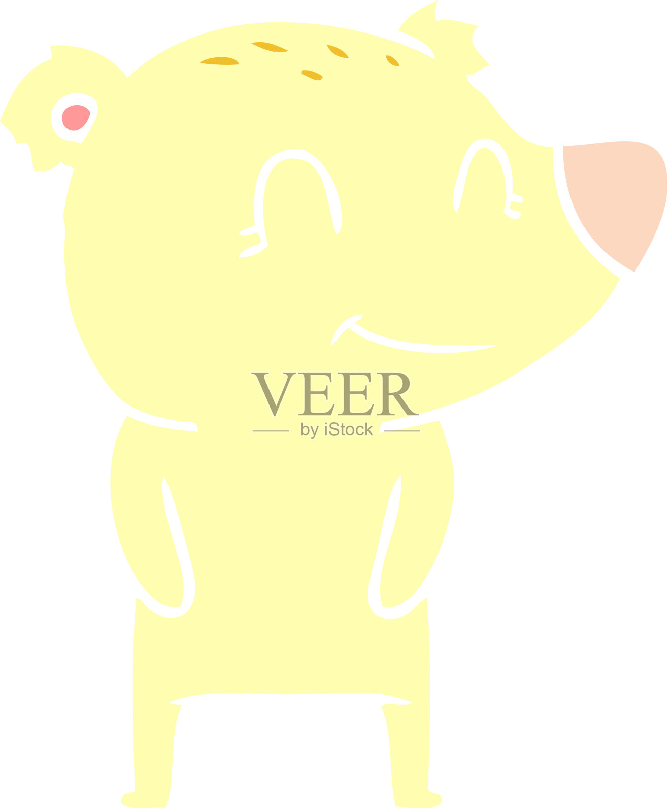 友好的熊平面色彩风格卡通设计元素图片