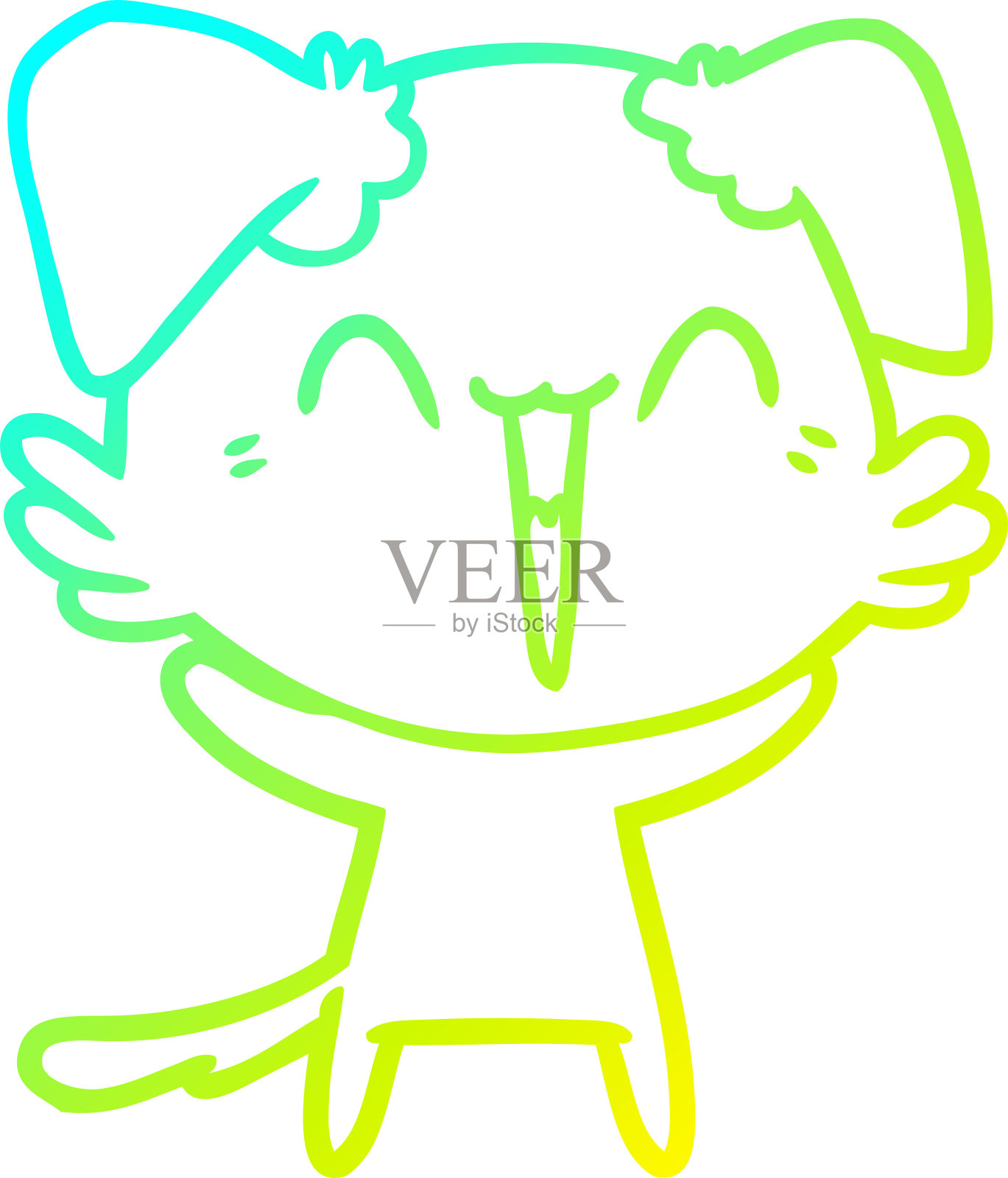 冷梯度线画一个快乐的小狗卡通设计元素图片