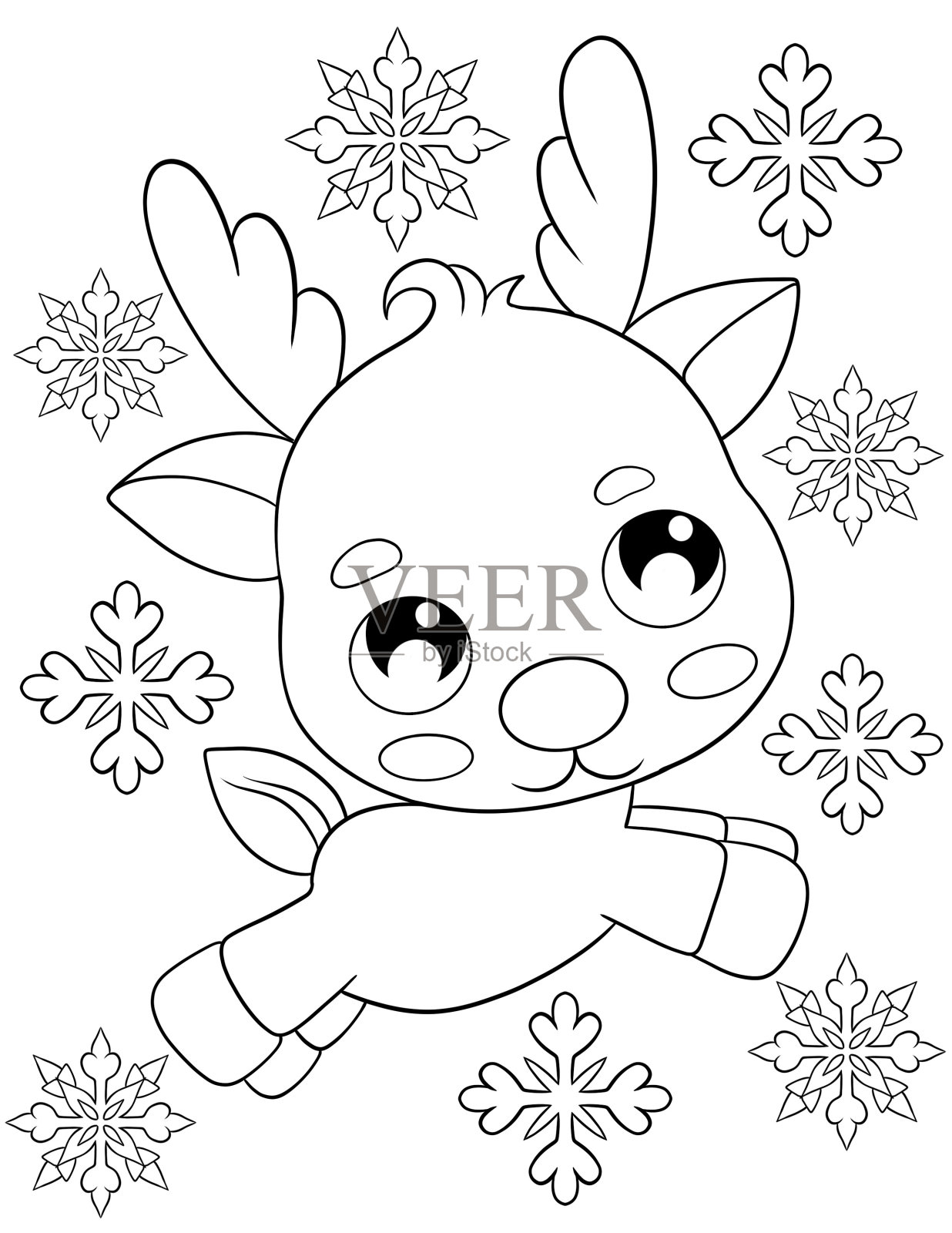 圣诞儿童填色书插画图片素材