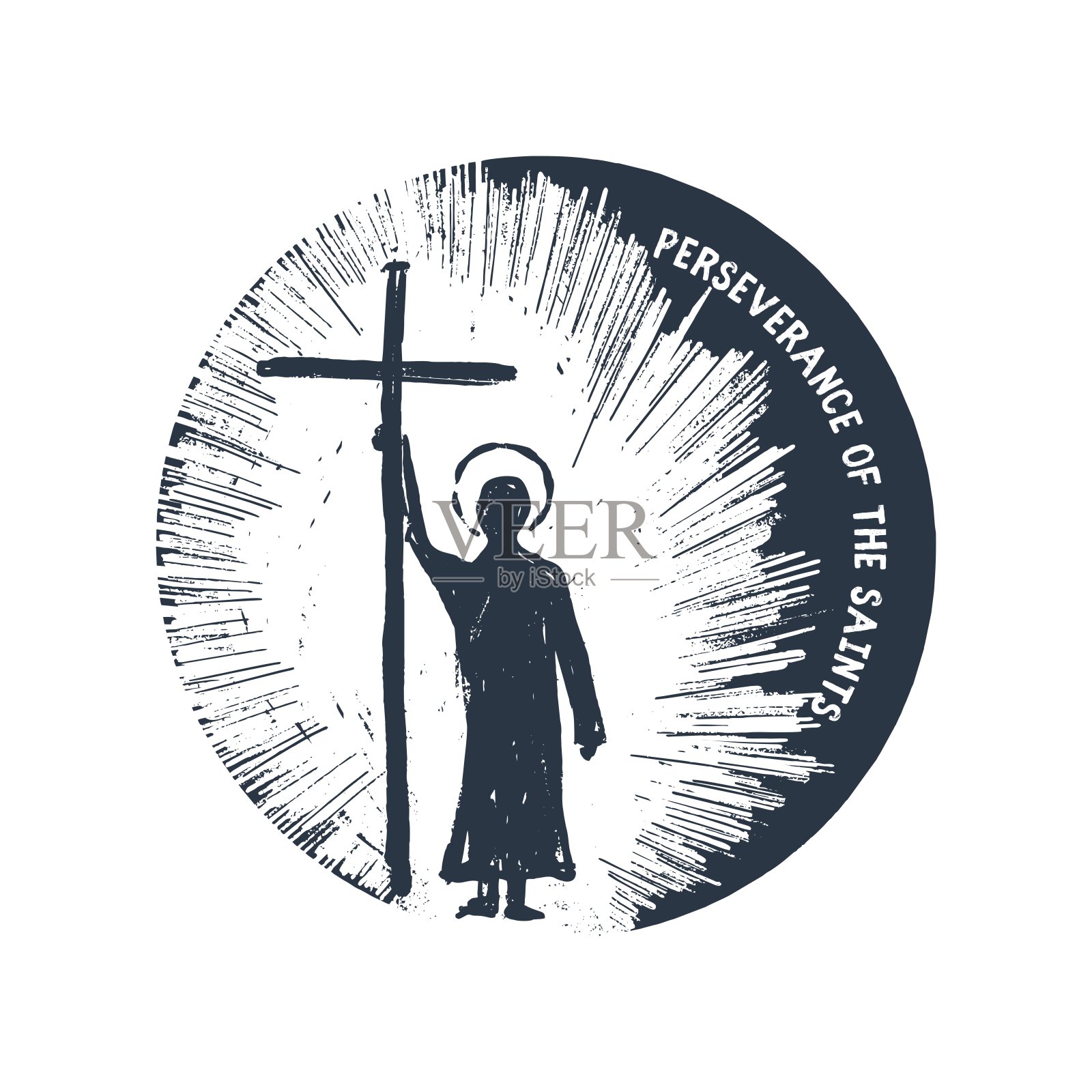 手绘基督教插画：约翰·加尔文的郁金香，圣徒的坚韧插画图片素材