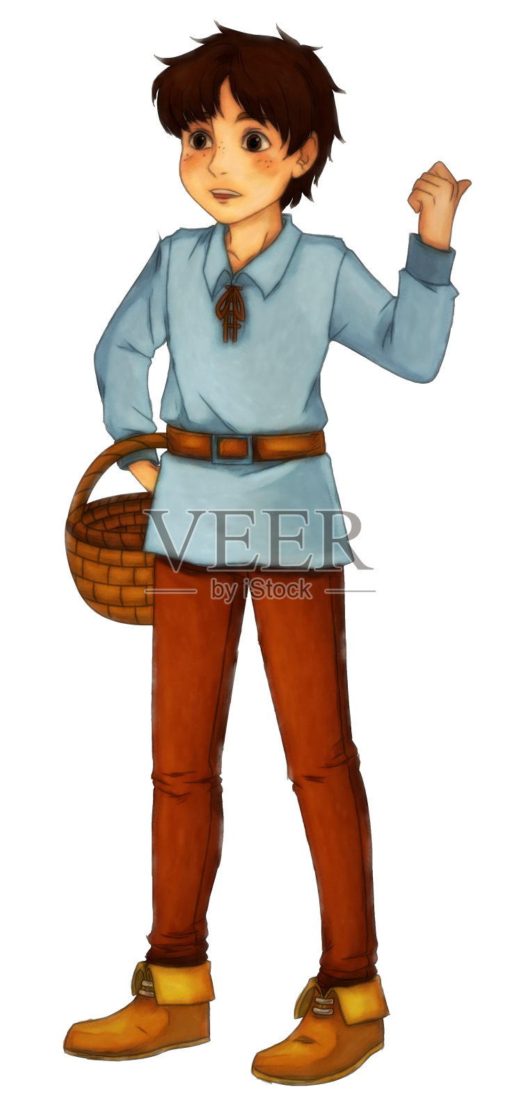 卡通场景与农场男孩插图插画图片素材