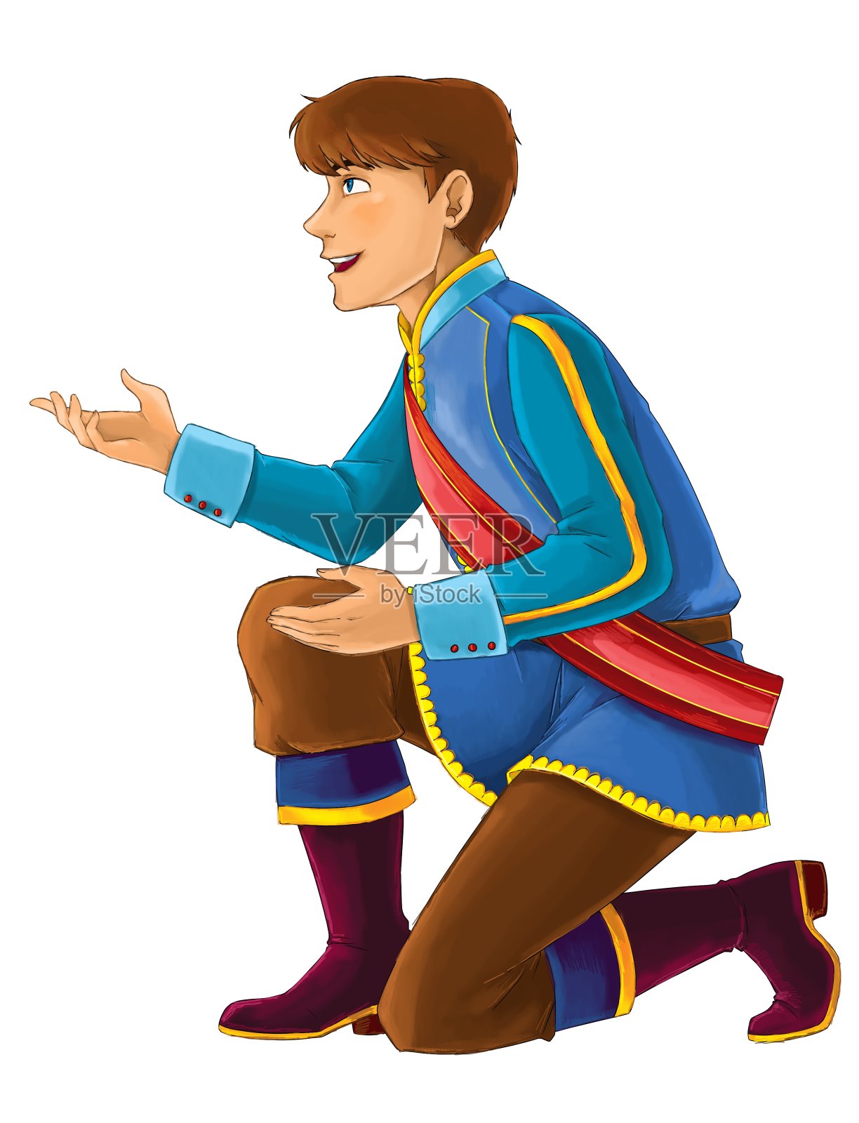 卡通场景与国王或王子插图插画图片素材