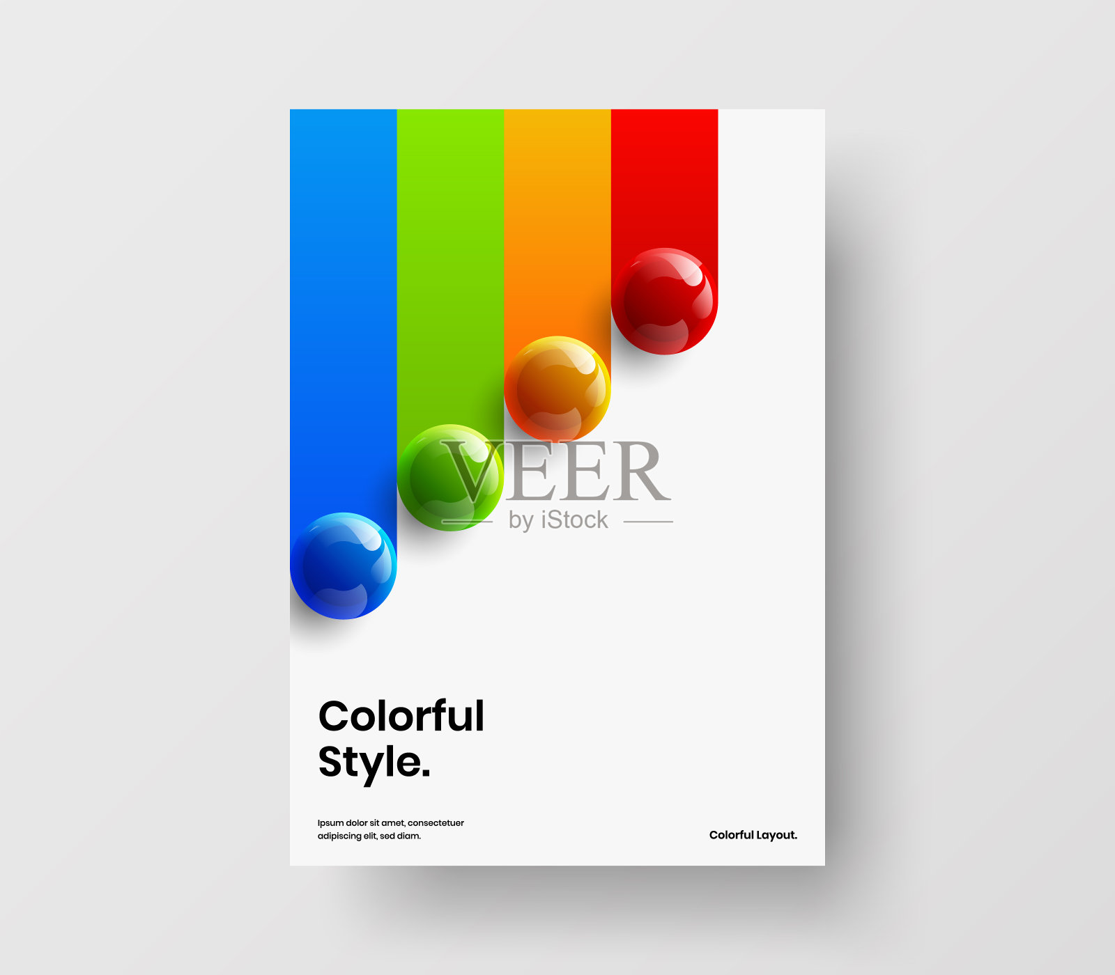 简单的现实球海报插图。生动的公司宣传册设计矢量概念。插画图片素材