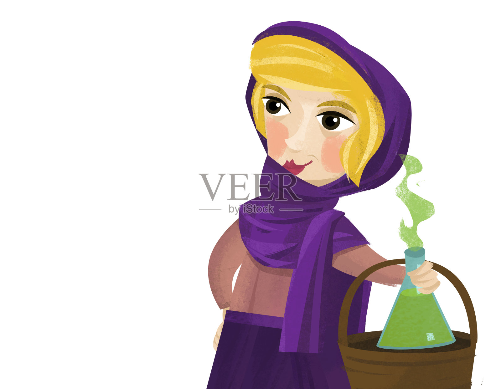 卡通草药女王做魔术插图插画图片素材